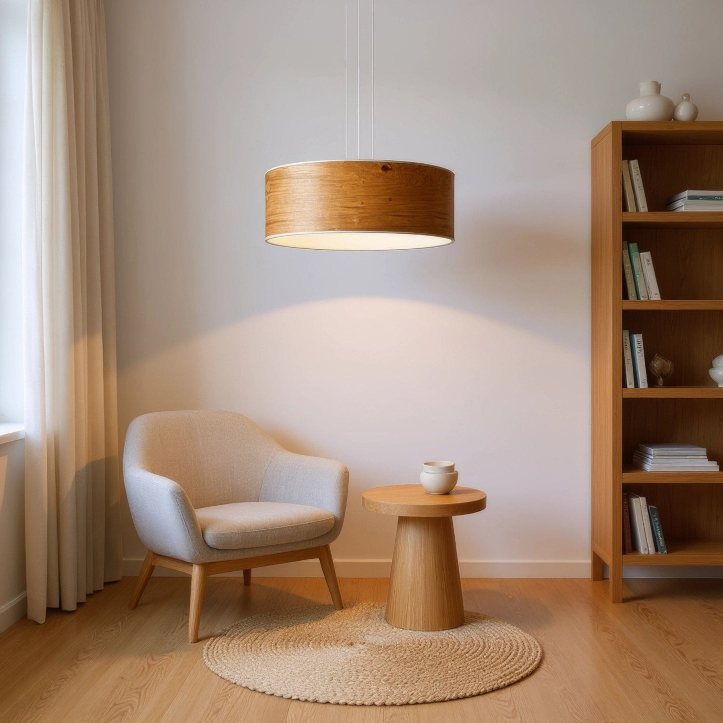 LeuchtNatur Hängeleuchte Discus Holz Hängelampe Eiche