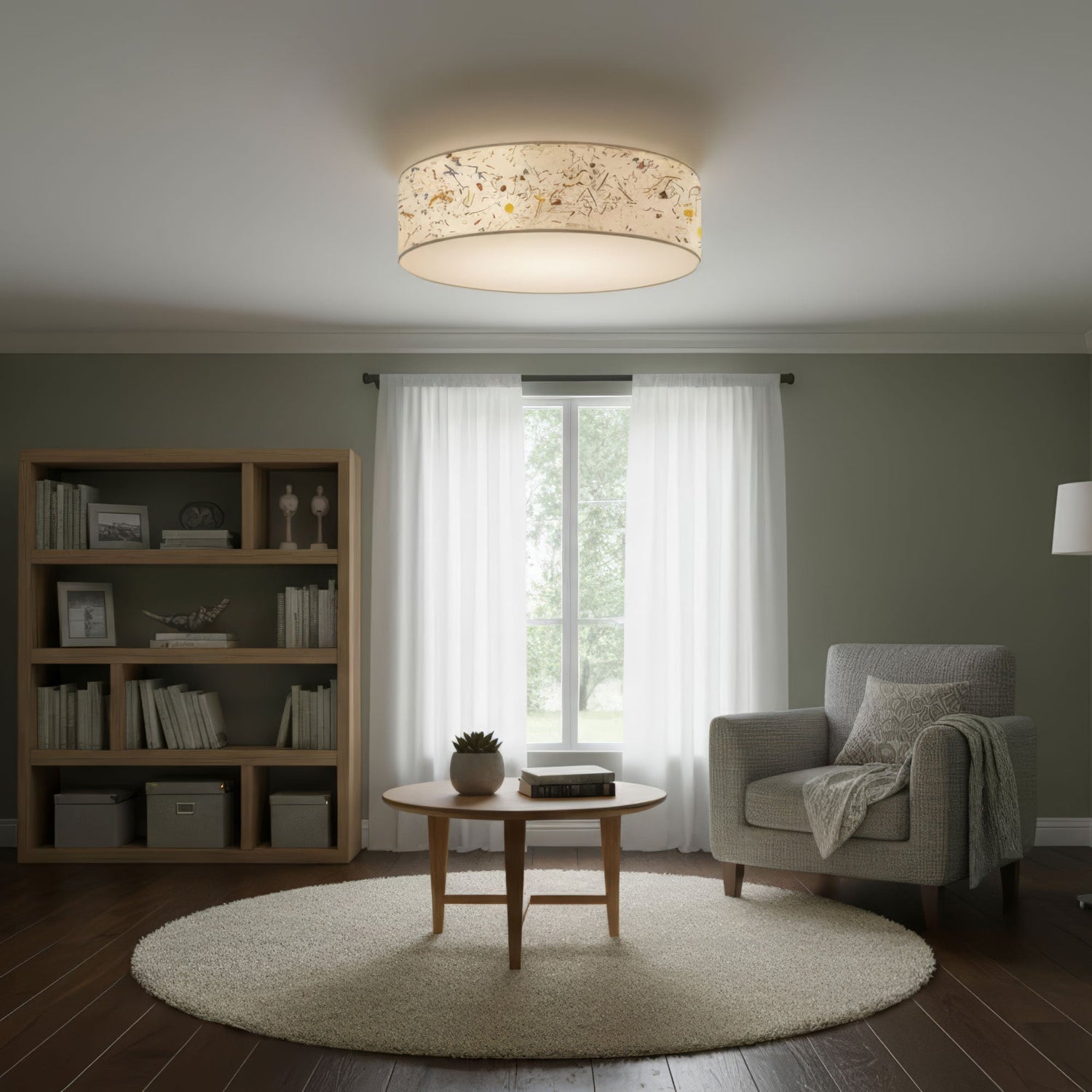 Discus Deckenleuchte 35cm – Natürliches Design für niedrige Räume