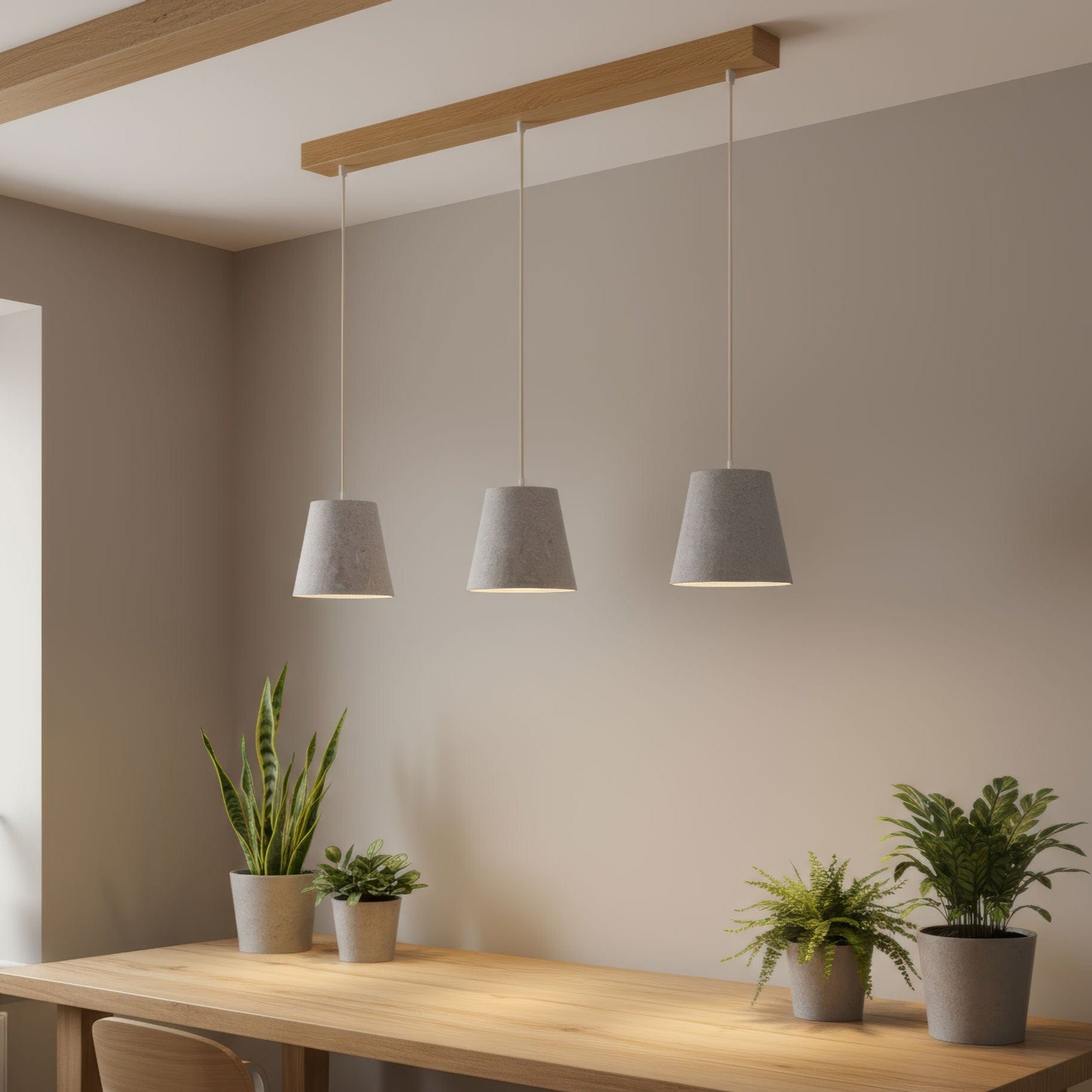 Leuchtnatur 3er Set Konus Pendellampe Loden grau