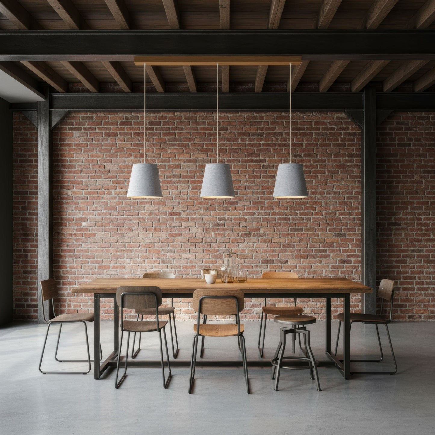 Leuchtnatur 3er Set Konus Pendellampe Loden grau