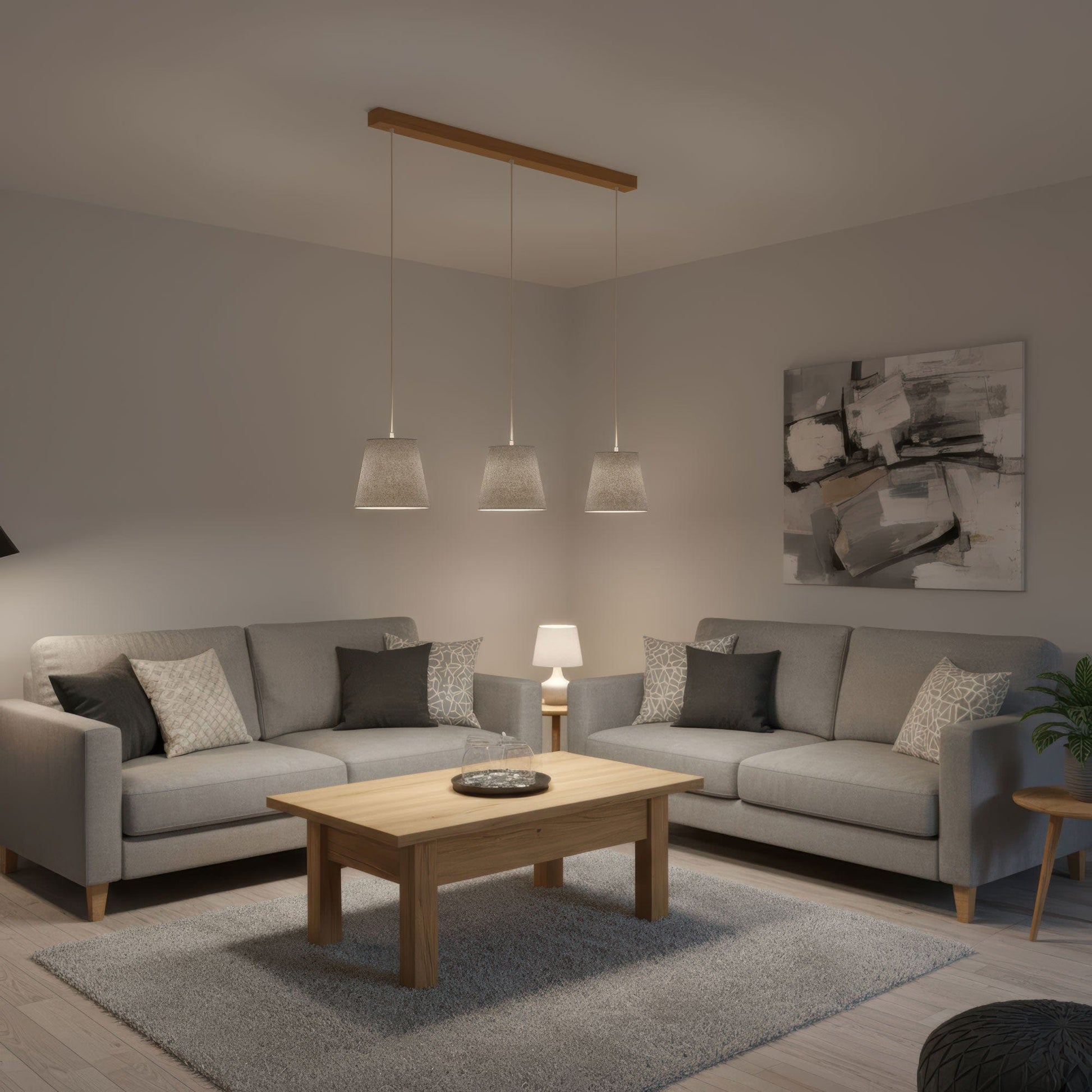 Leuchtnatur 3er Set Konus Pendellampe Loden grau