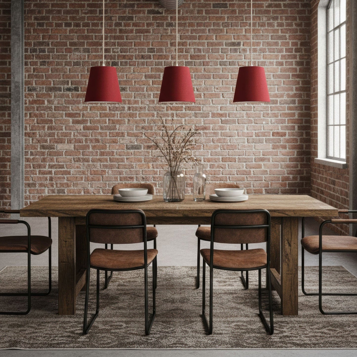 Leuchtnatur 3er Set Konus Pendellampe Loden rot