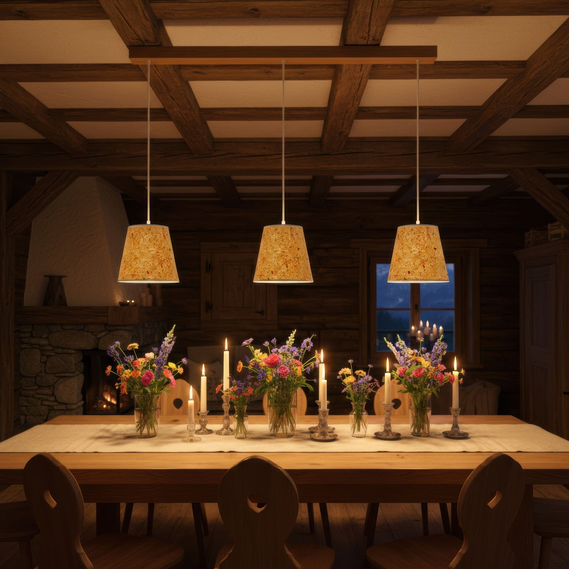 Leuchtnatur 3er Set Konus Pendellampe Rosenblüte