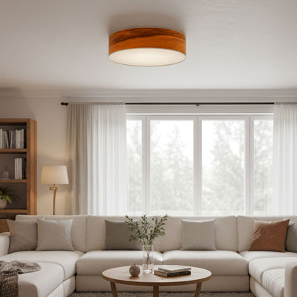 LeuchtNatur Deckenleuchte 35cm Holz Deckenleuchte Discus von LeuchtNatur | handgemacht in Nussbaum