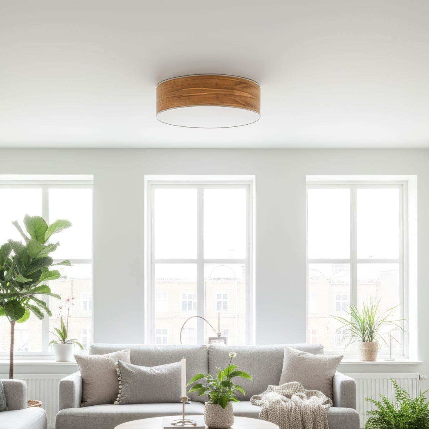 LeuchtNatur Deckenleuchte 35cm Holz Deckenleuchte Discus von LeuchtNatur | Handgemacht in Nussbaum Satin