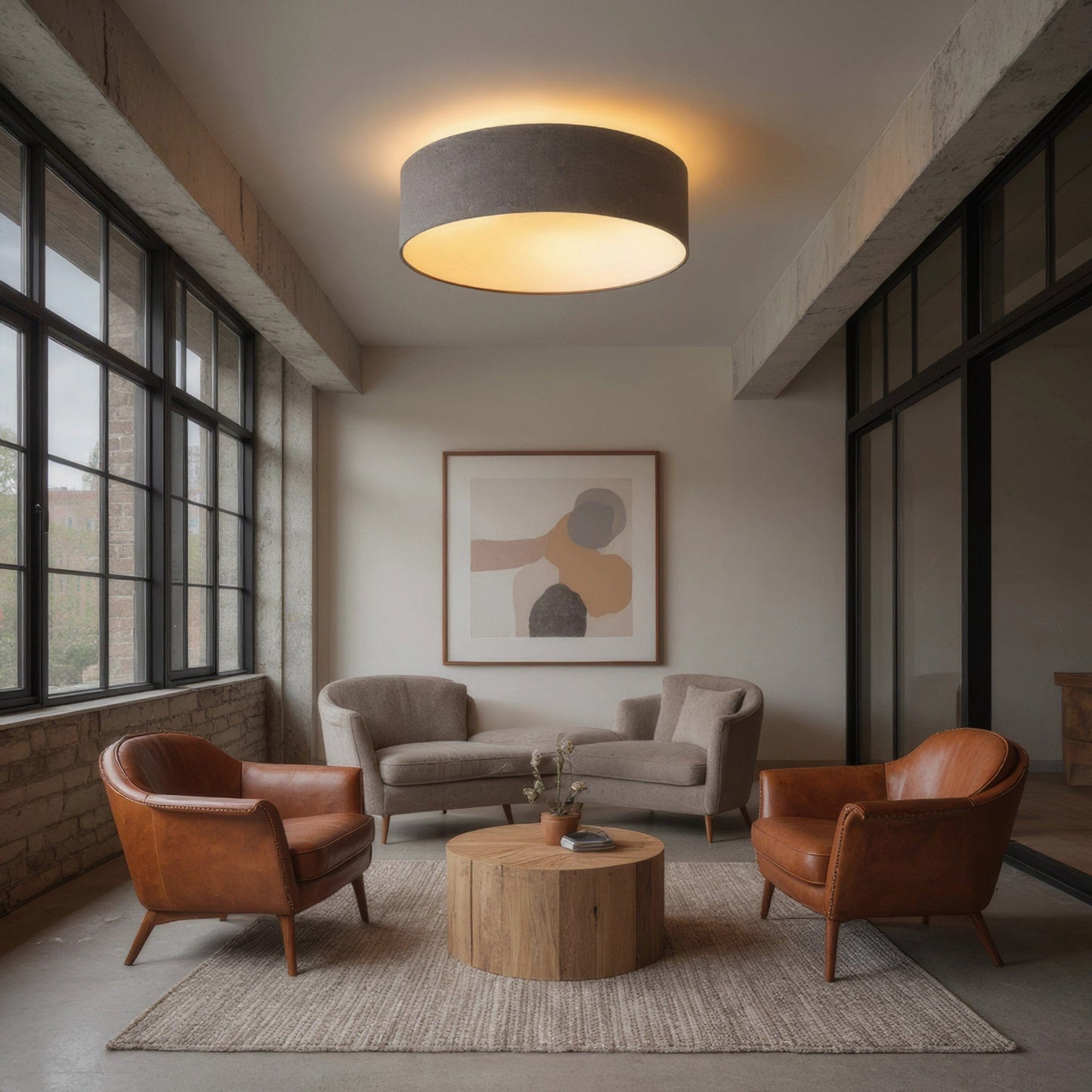 LeuchtNatur Deckenleuchte Discus Deckenleuchte Loden grau