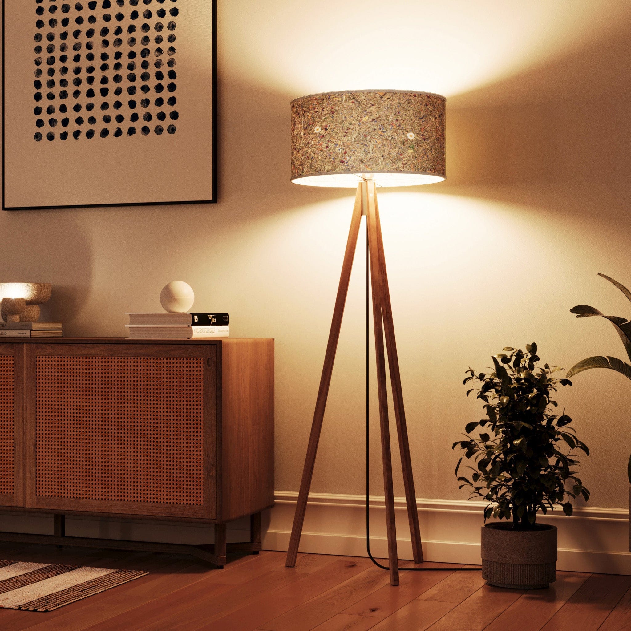 LeuchtNatur Dreibeinstehleuchte Ligno Stehlampe Almwiese