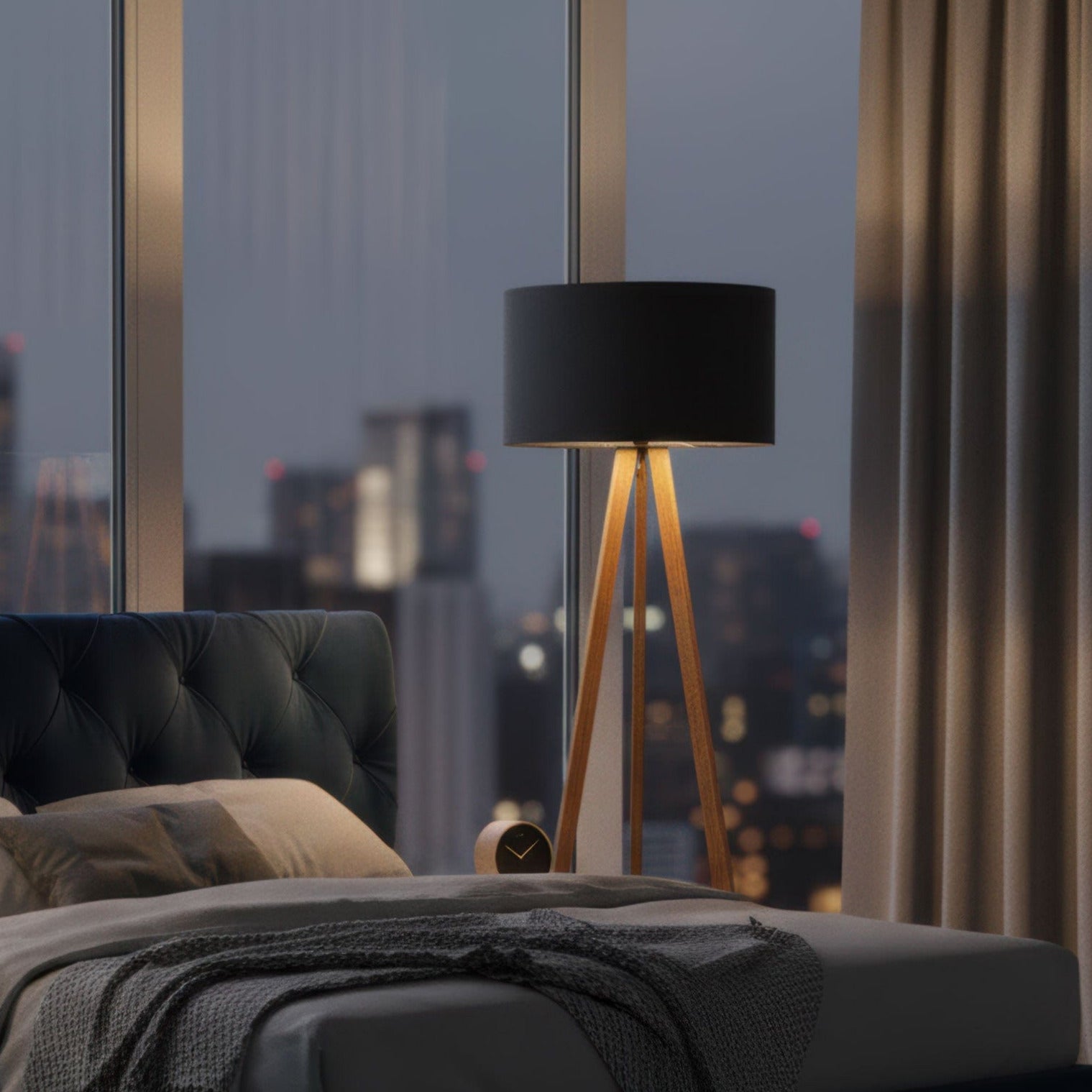 LeuchtNatur Dreibeinstehleuchte Ligno Stehlampe Loden Anthrazit