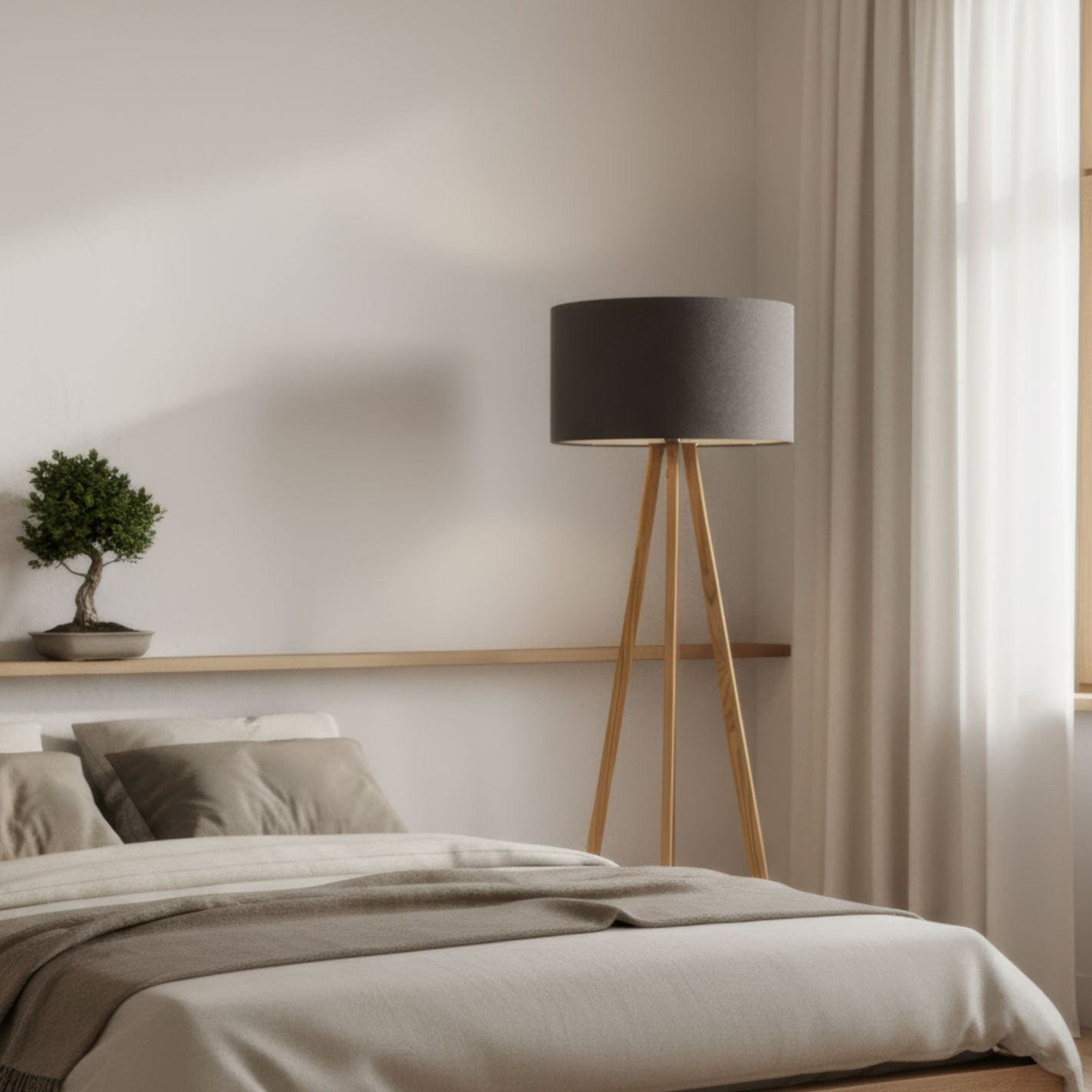 LeuchtNatur Dreibeinstehleuchte Ligno Stehlampe Loden Anthrazit