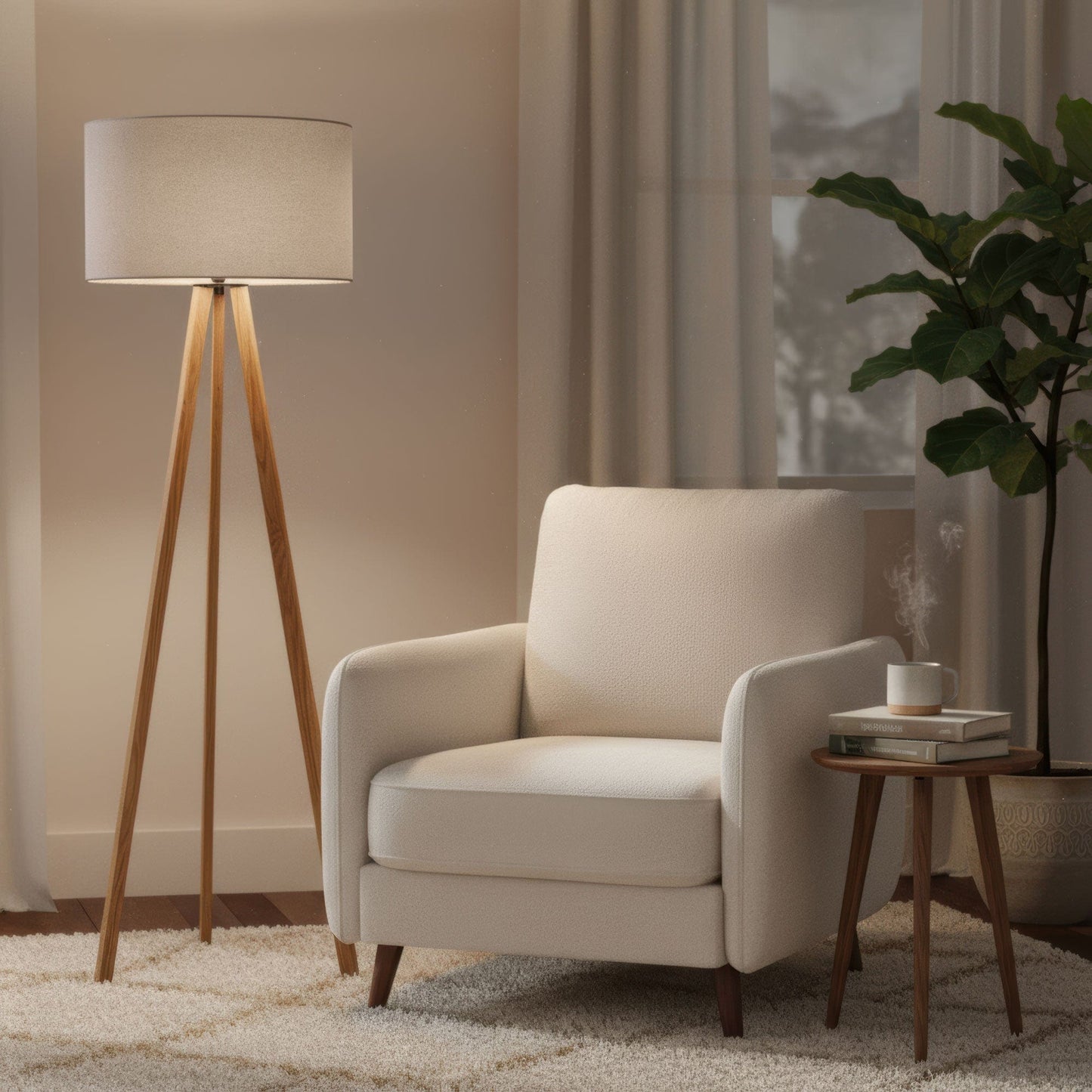 LeuchtNatur Dreibeinstehleuchte Ligno Stehlampe Loden Grau