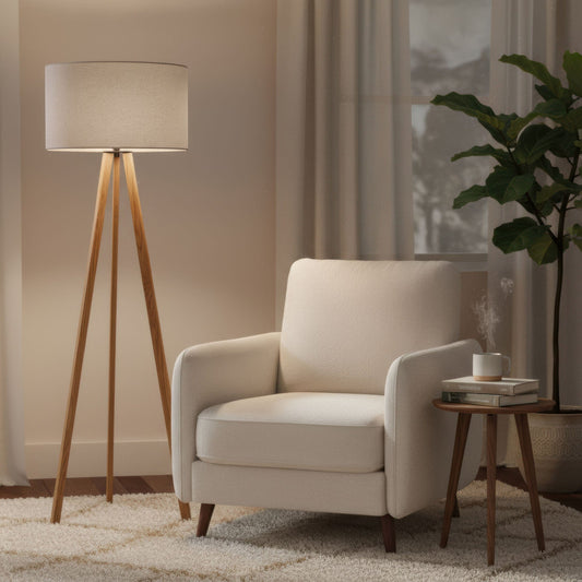 LeuchtNatur Dreibeinstehleuchte Ligno Stehlampe Loden Grau