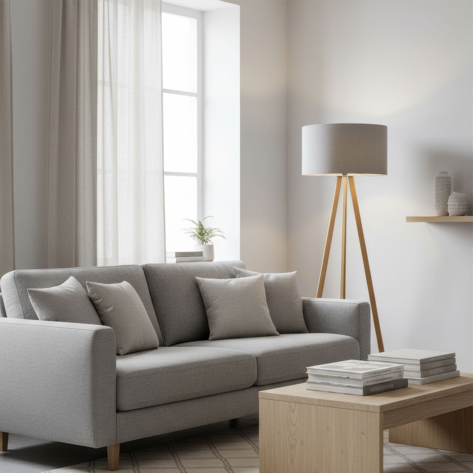 LeuchtNatur Dreibeinstehleuchte Ligno Stehlampe Loden Grau