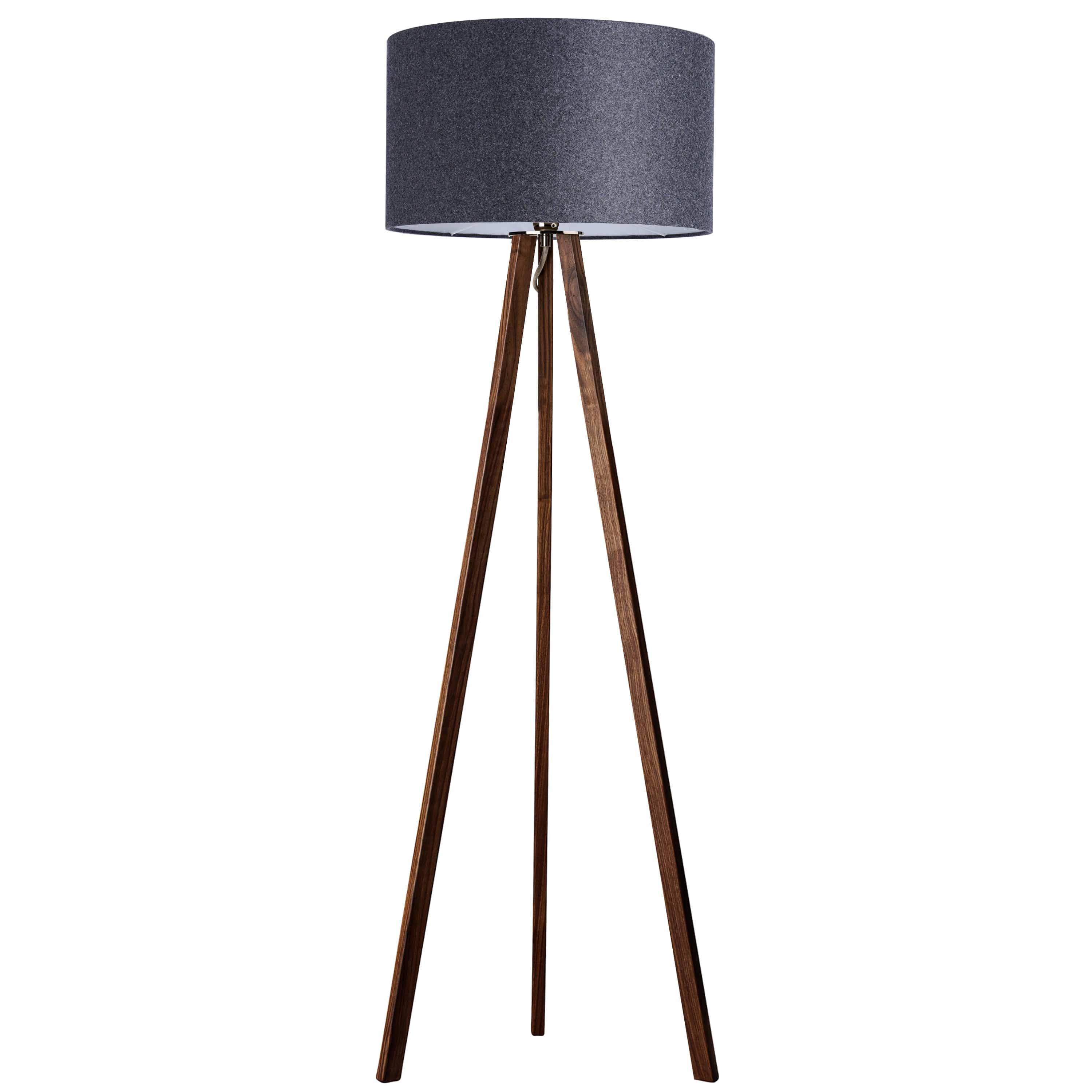 LeuchtNatur Dreibeinstehleuchte Loden Anthrazit / Nussbaum Ligno