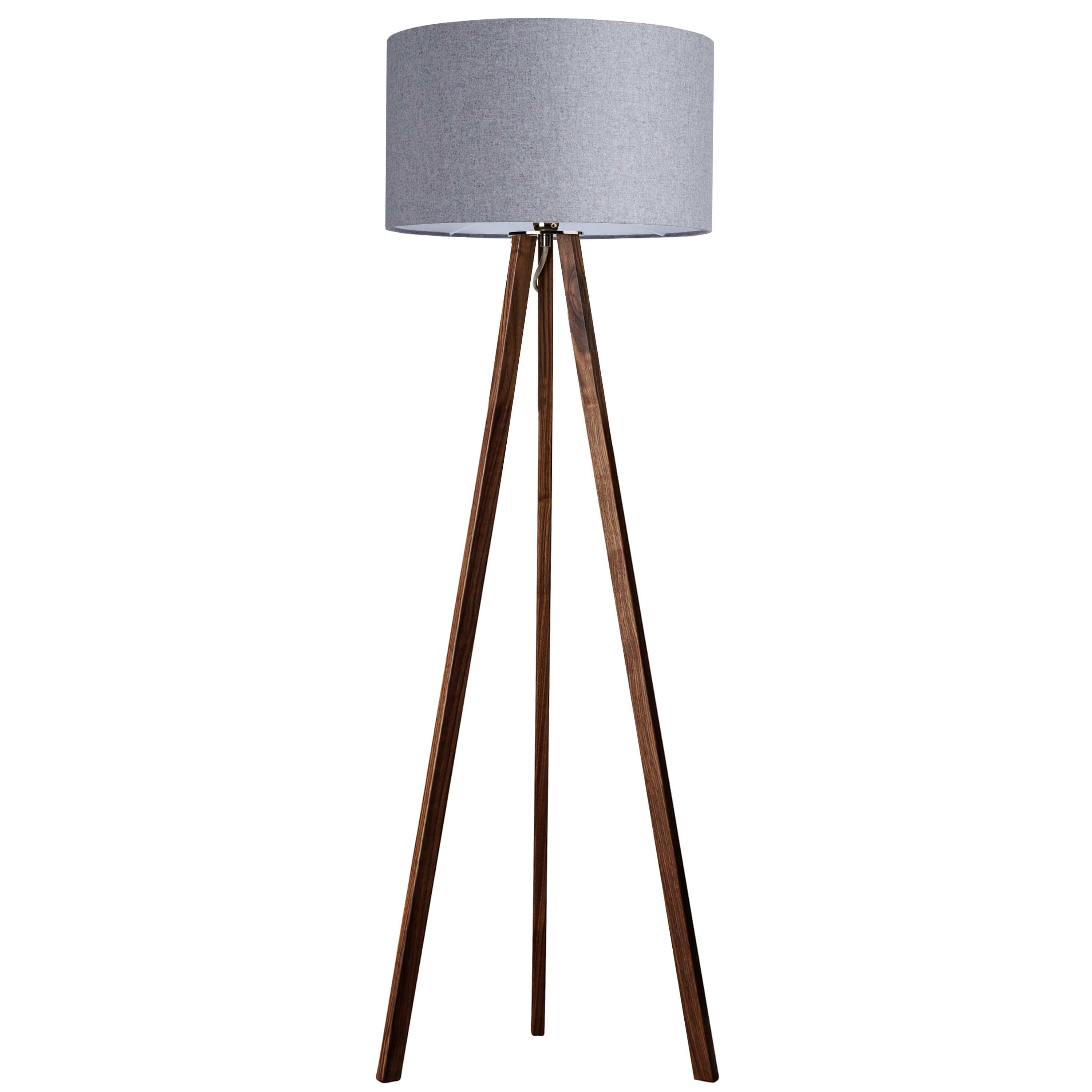 LeuchtNatur Dreibeinstehleuchte Loden Grau / Nussbaum Ligno