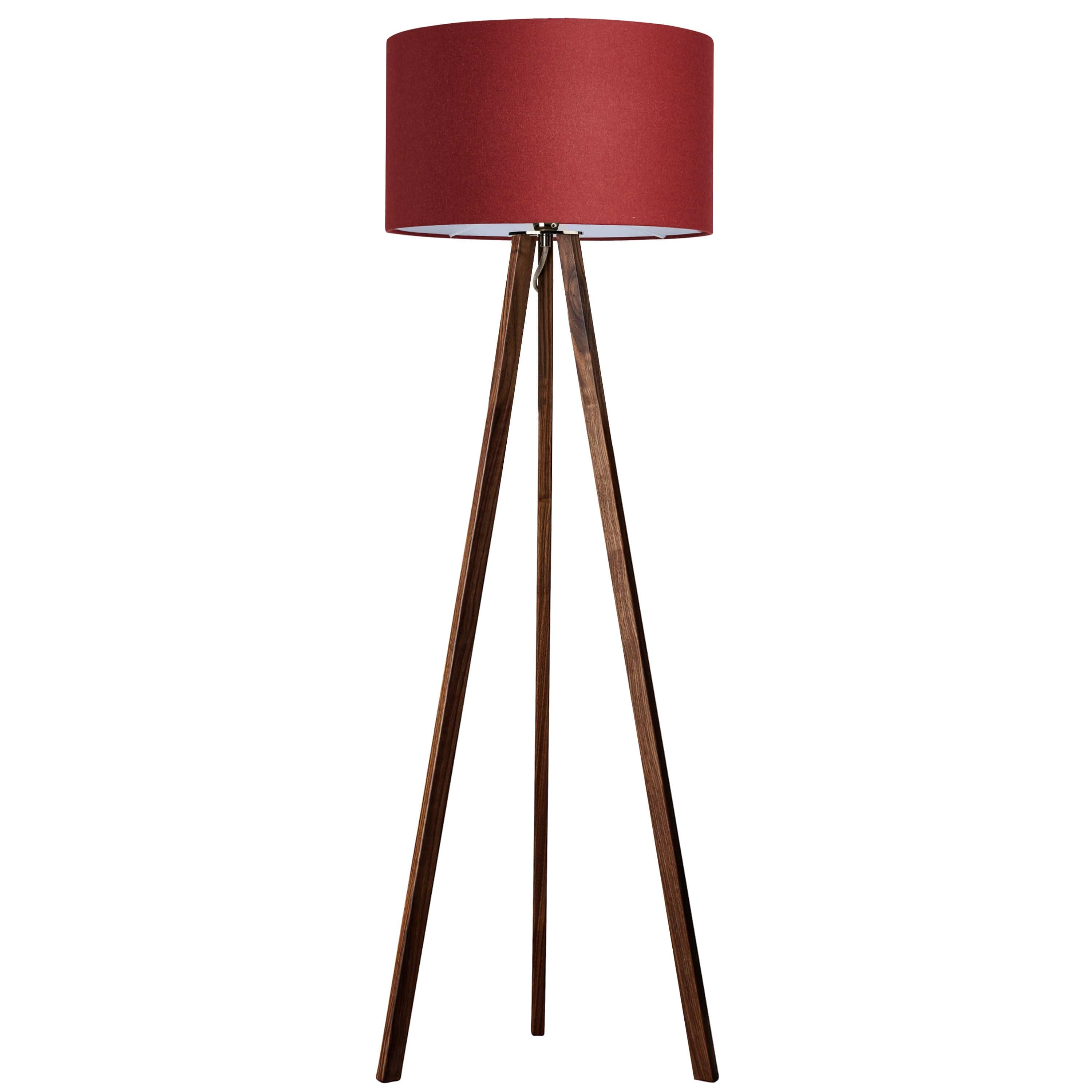 LeuchtNatur Dreibeinstehleuchte Loden Rot / Nussbaum Ligno