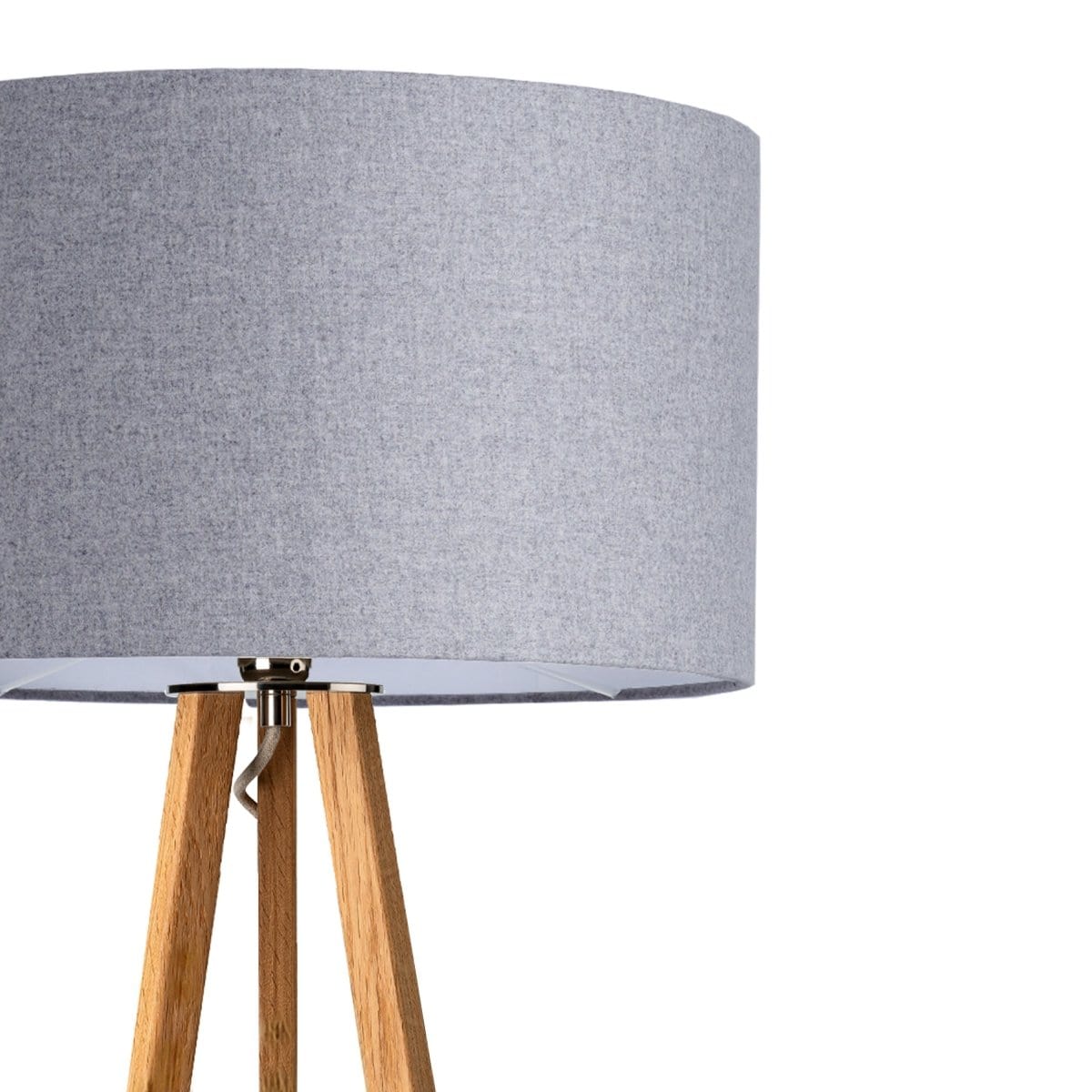 LeuchtNatur Dreibeinstehleuchte Weiß / Eiche Ligno Stehlampe Loden Grau
