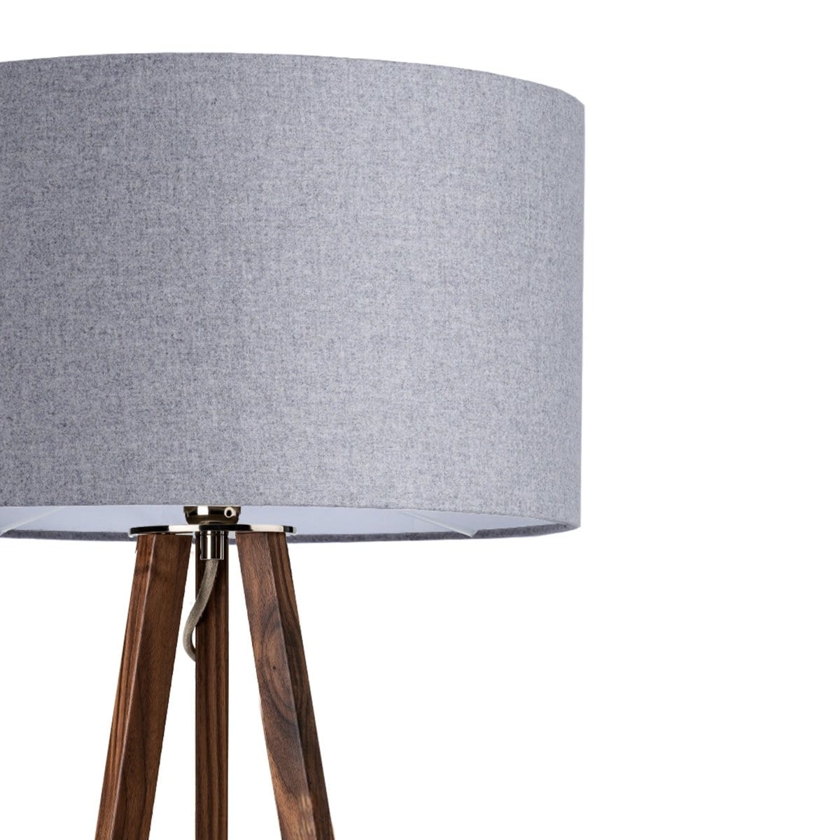LeuchtNatur Dreibeinstehleuchte Weiß / Nussbaum Ligno Stehlampe Loden Grau