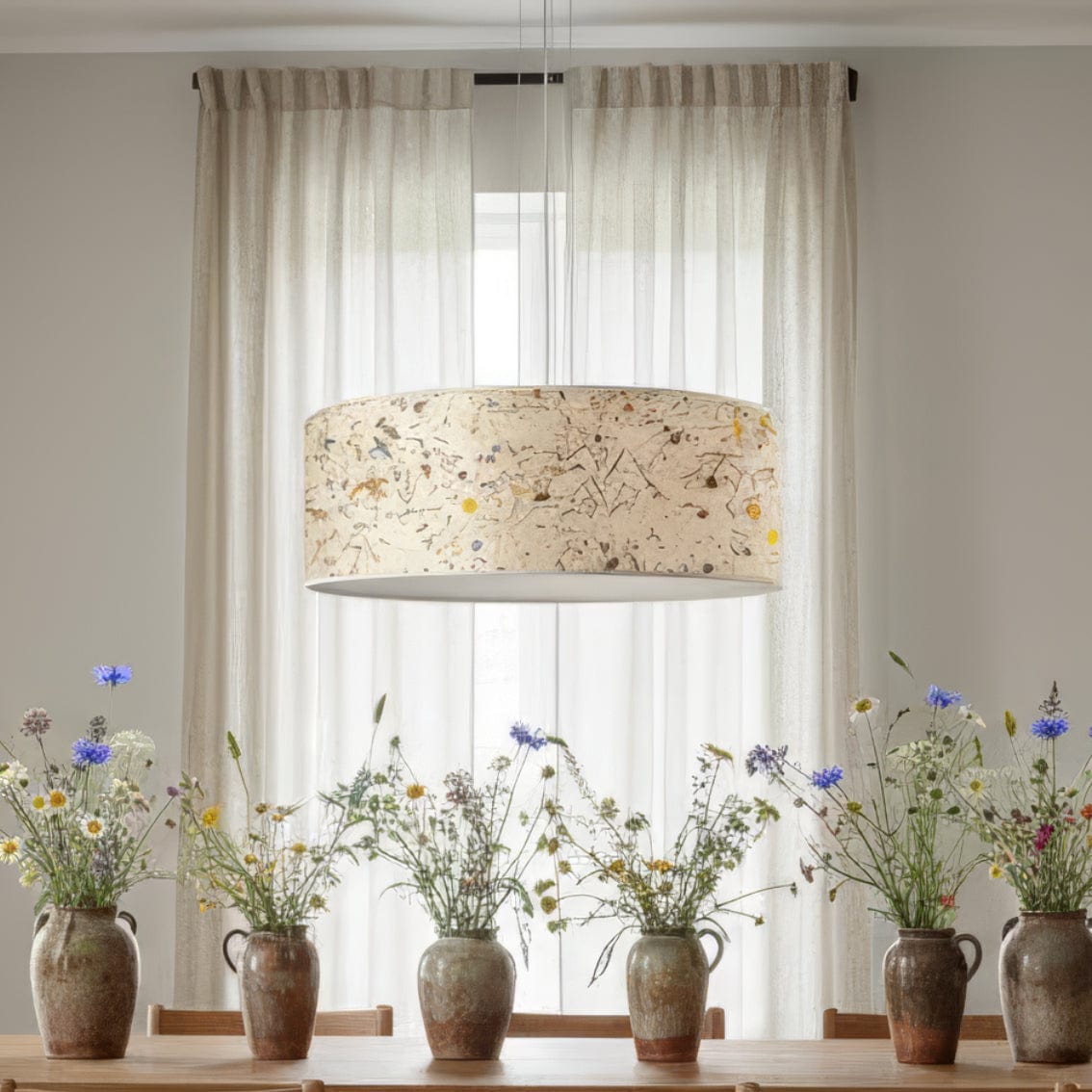 LeuchtNatur Hängeleuchte 35cm Naturlampe Discus von LeuchtNatur | Heu Pendelleuchte Almwiese light