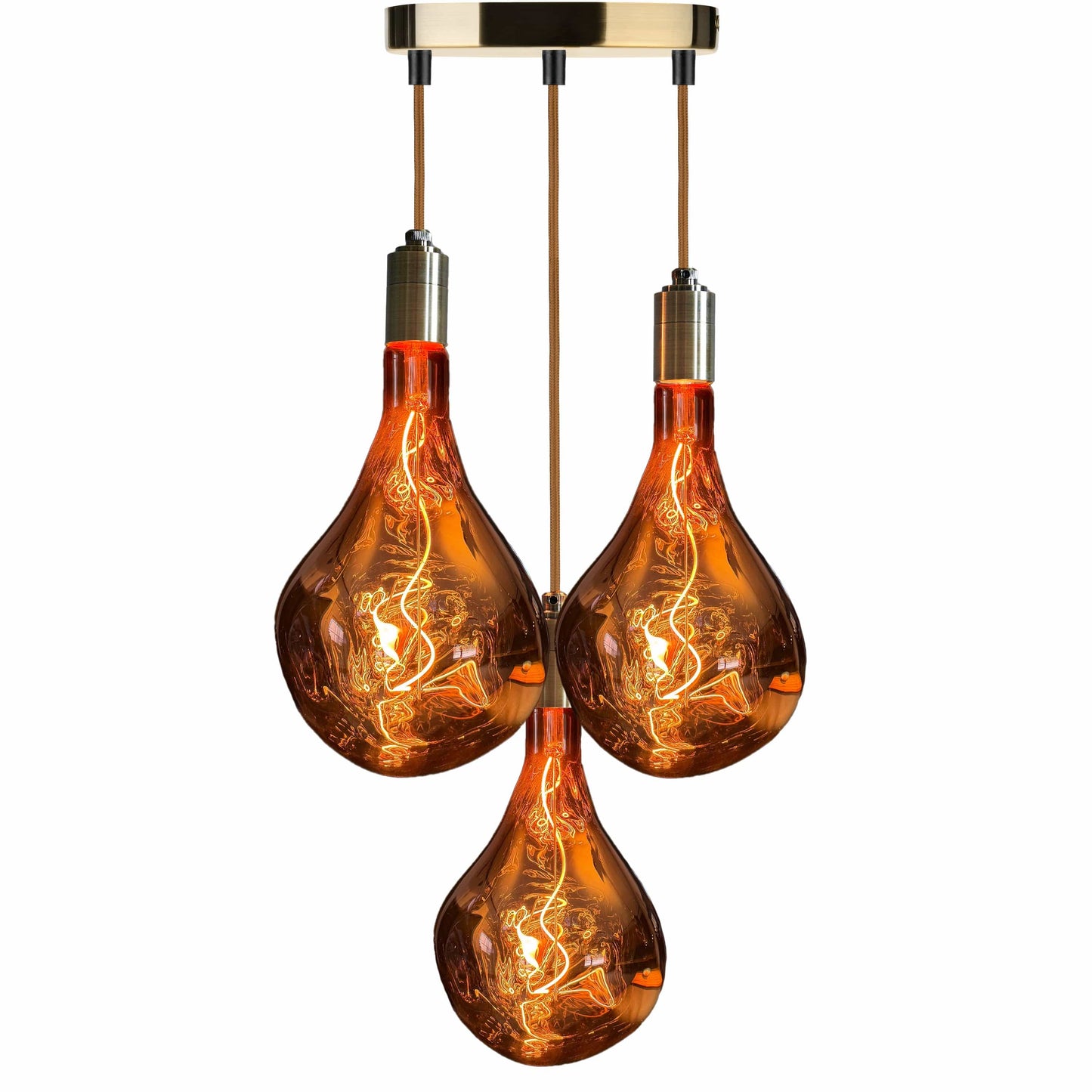 Leuchtnatur Hängeleuchte Amber / 3er Set / Messing Pirum Designer Retro Glühbirne von LeuchtNatur