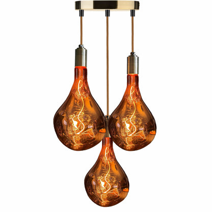 Leuchtnatur Hängeleuchte Amber / 3er Set / Messing Pirum Designer Retro Glühbirne von LeuchtNatur