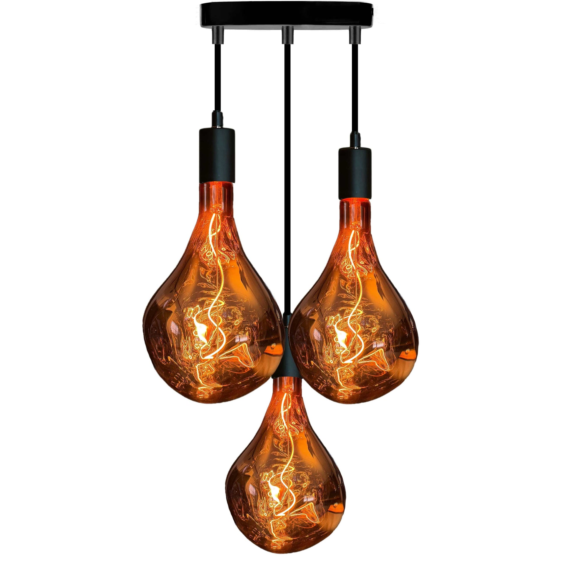 Leuchtnatur Hängeleuchte Amber / 3er Set / Schwarz Pirum Designer Retro Glühbirne von LeuchtNatur