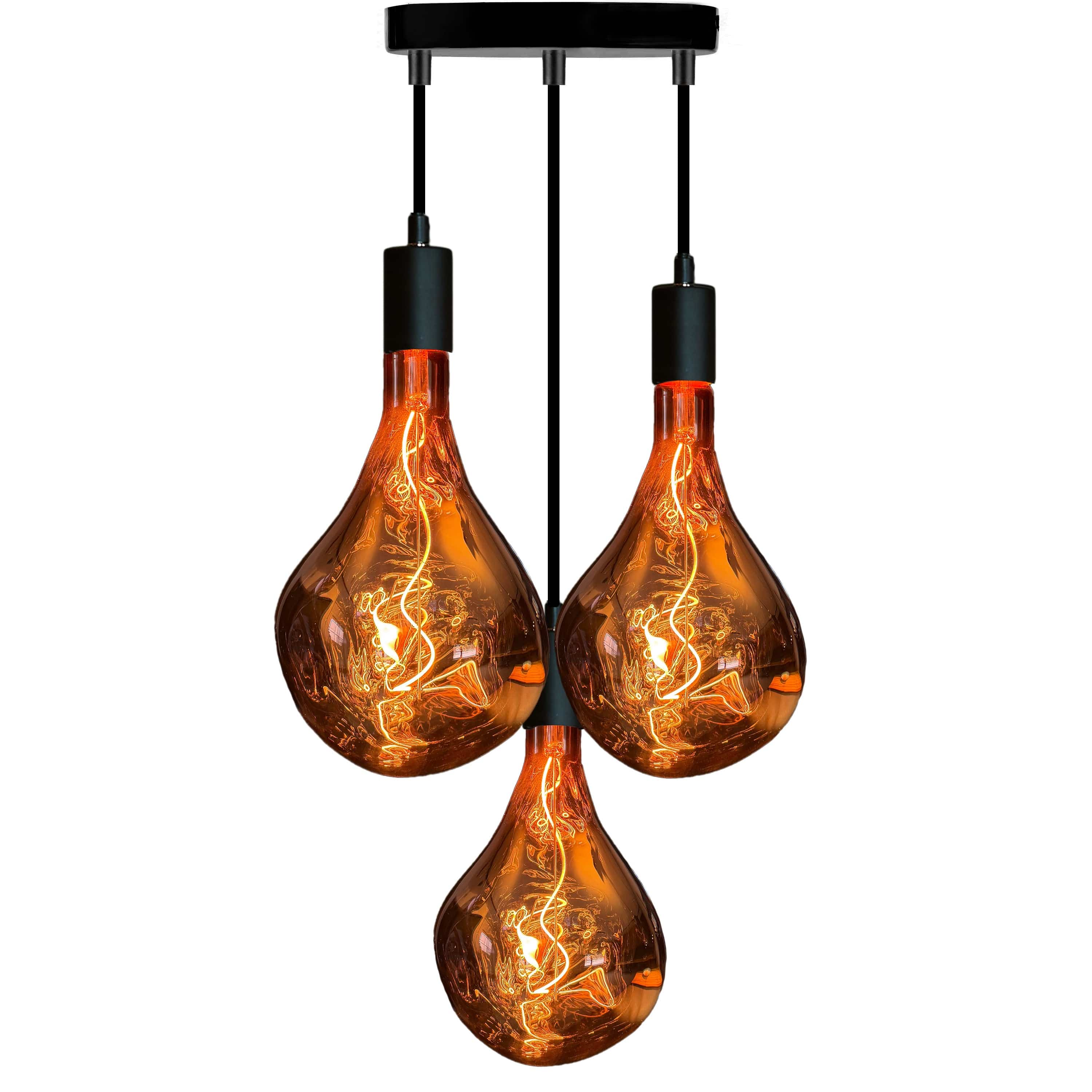 Leuchtnatur Hängeleuchte Amber / 3er Set / Schwarz Pirum Designer Retro Glühbirne von LeuchtNatur