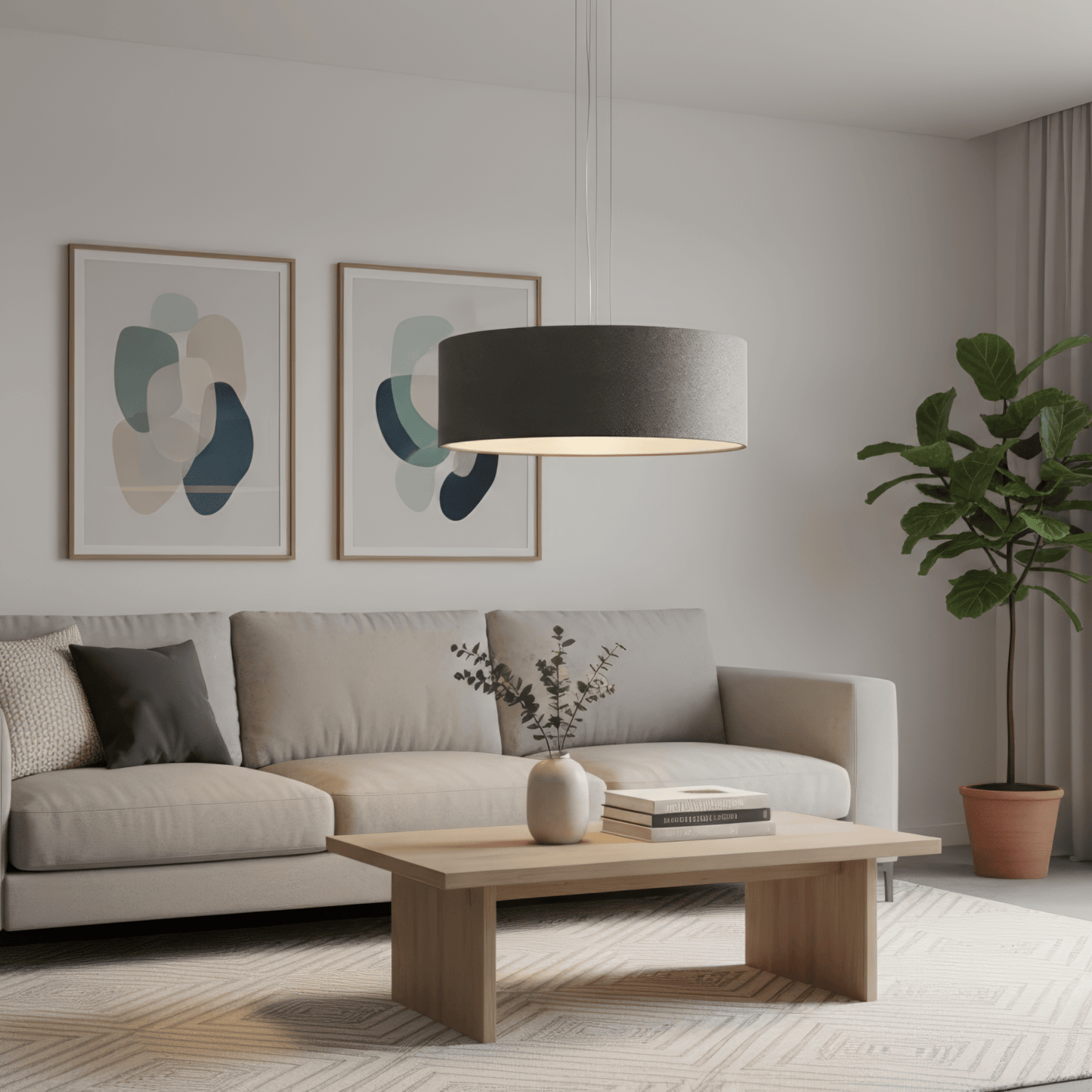 LeuchtNatur Hängeleuchte Discus Hängelampe Loden grau