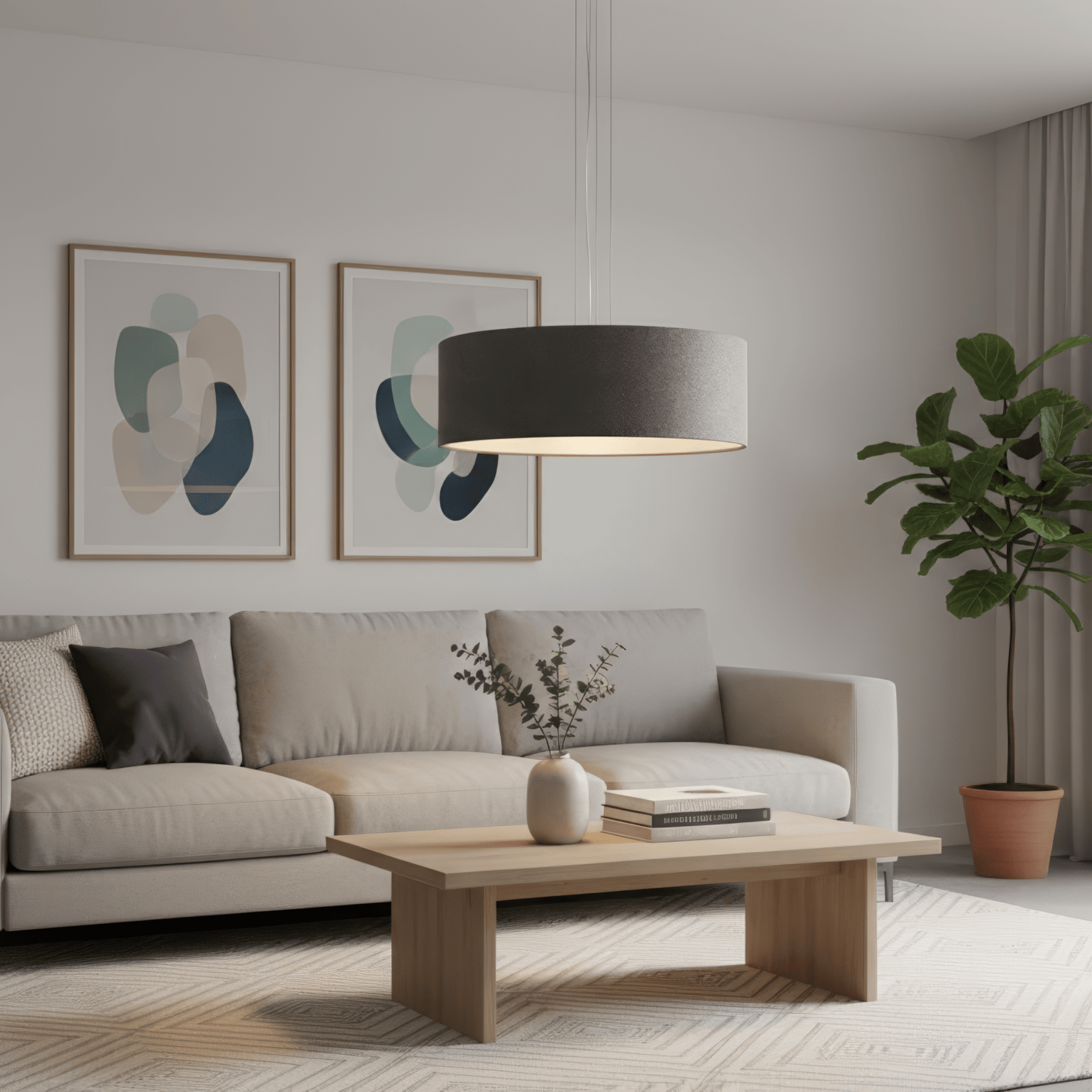 LeuchtNatur Hängeleuchte Discus Hängelampe Loden grau