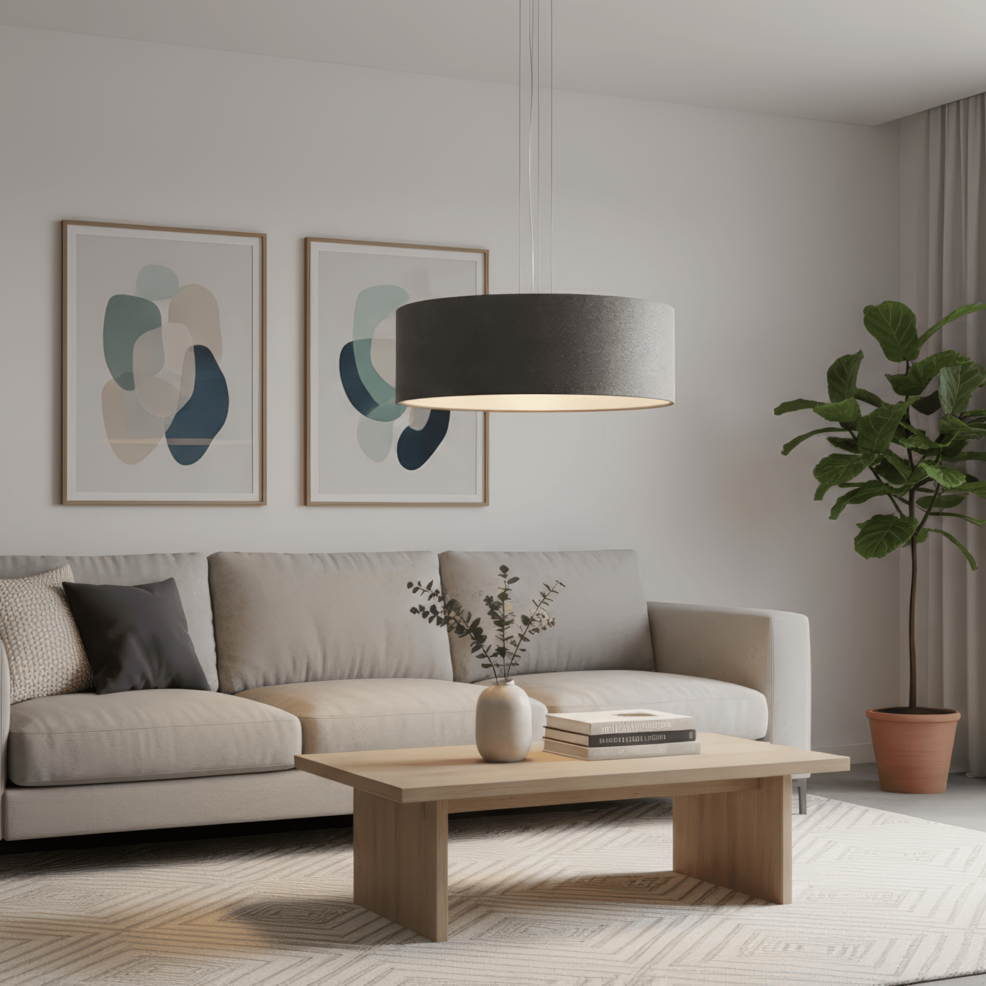 LeuchtNatur Hängeleuchte Discus Hängelampe Loden grau