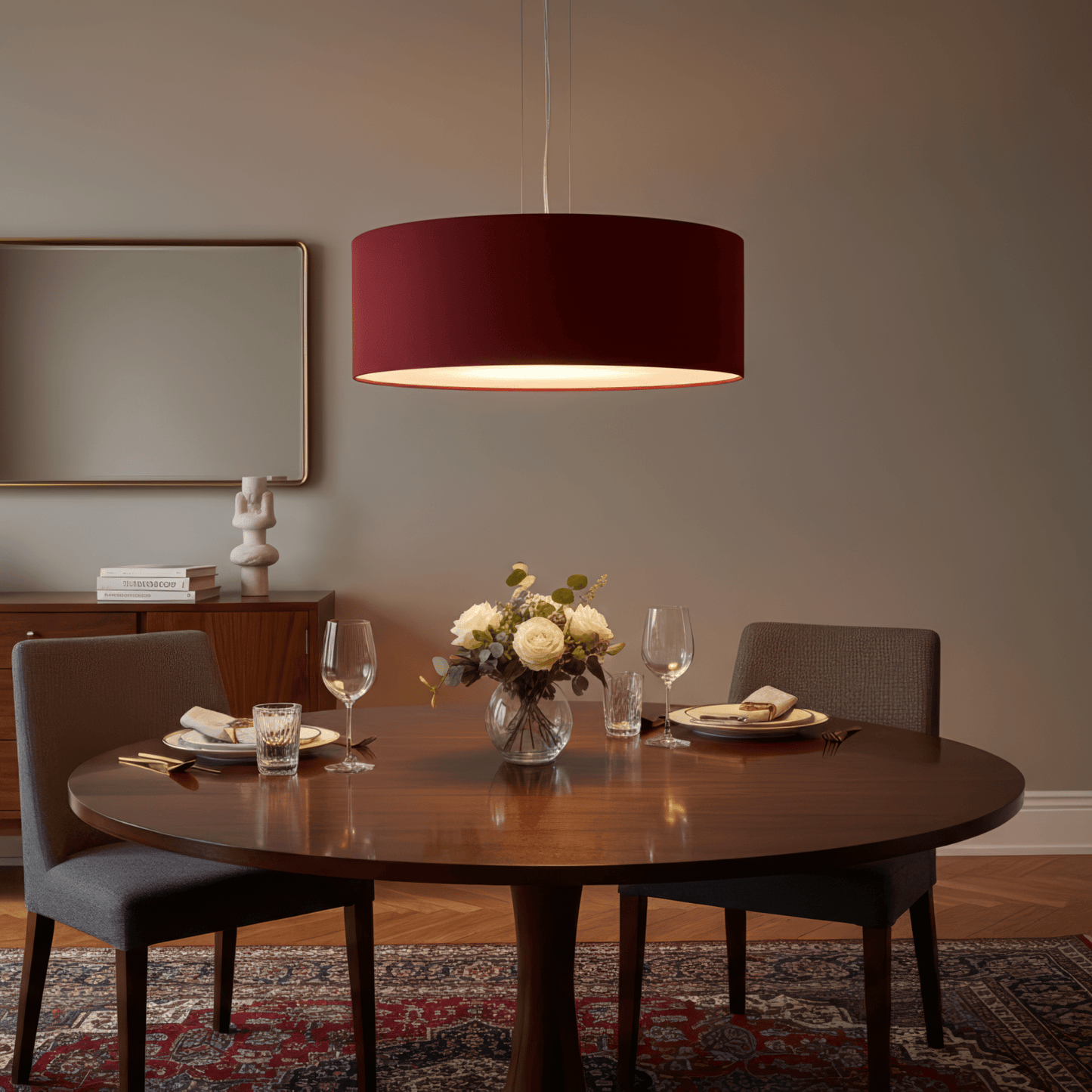 LeuchtNatur Hängeleuchte Discus Hängelampe Loden rot