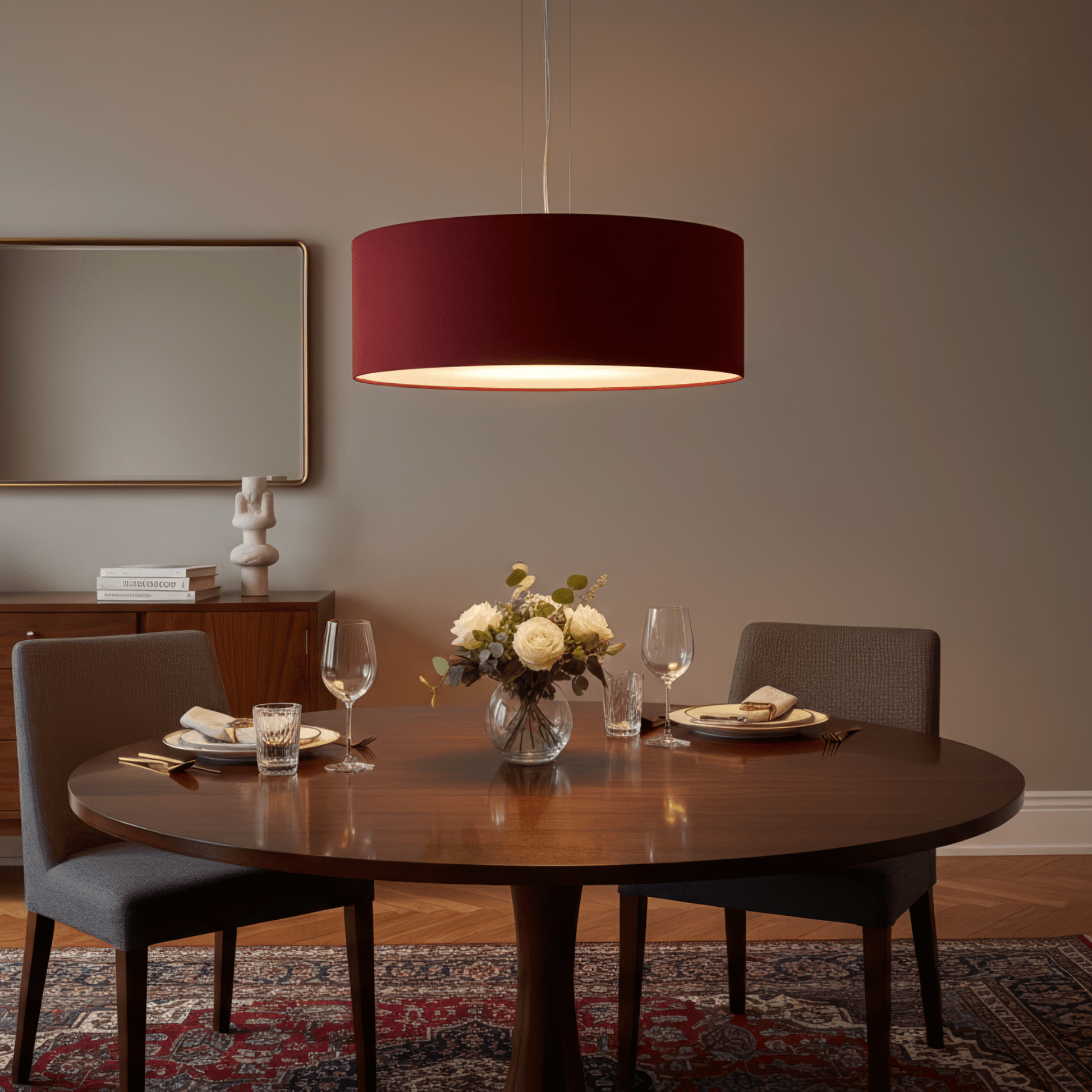 LeuchtNatur Hängeleuchte Discus Hängelampe Loden rot