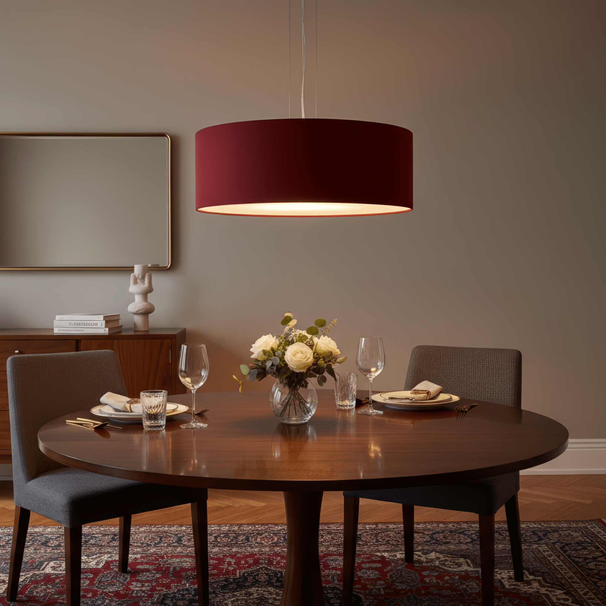 LeuchtNatur Hängeleuchte Discus Hängelampe Loden rot