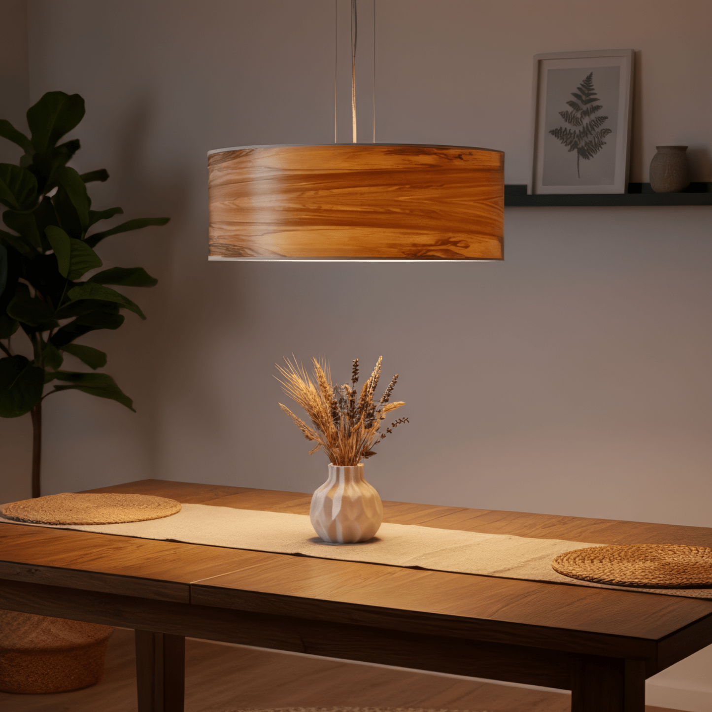 LeuchtNatur Hängeleuchte Discus Holz Hängelampe Nussbaum satin