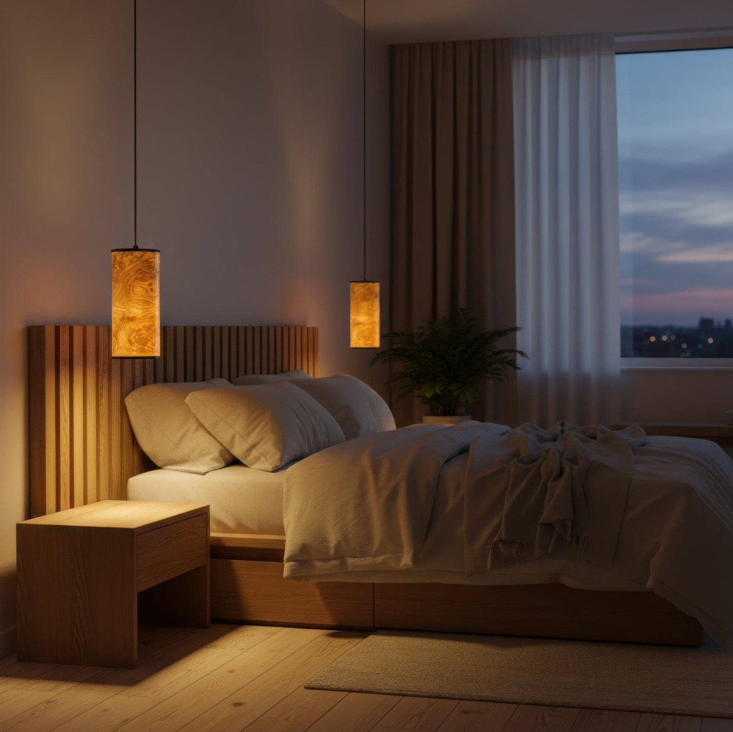 LeuchtNatur Hängeleuchte Holzfurnier Pendelleuchte Nux von LeuchtNatur | handgemacht in Olivesche