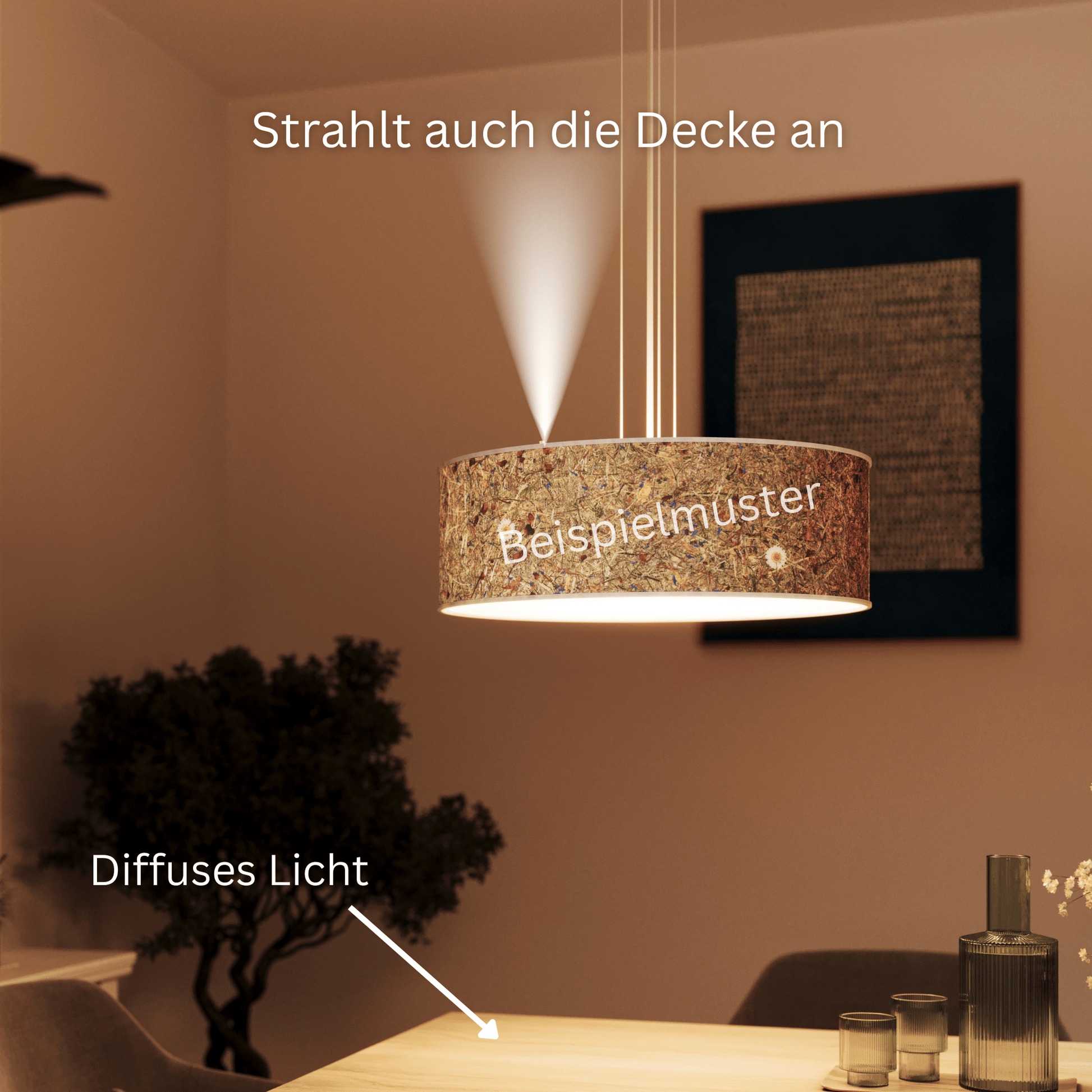 LeuchtNatur Hängeleuchte Natur Pendelleuchte Discus von LeuchtNatur | Handgemacht aus Kornblume