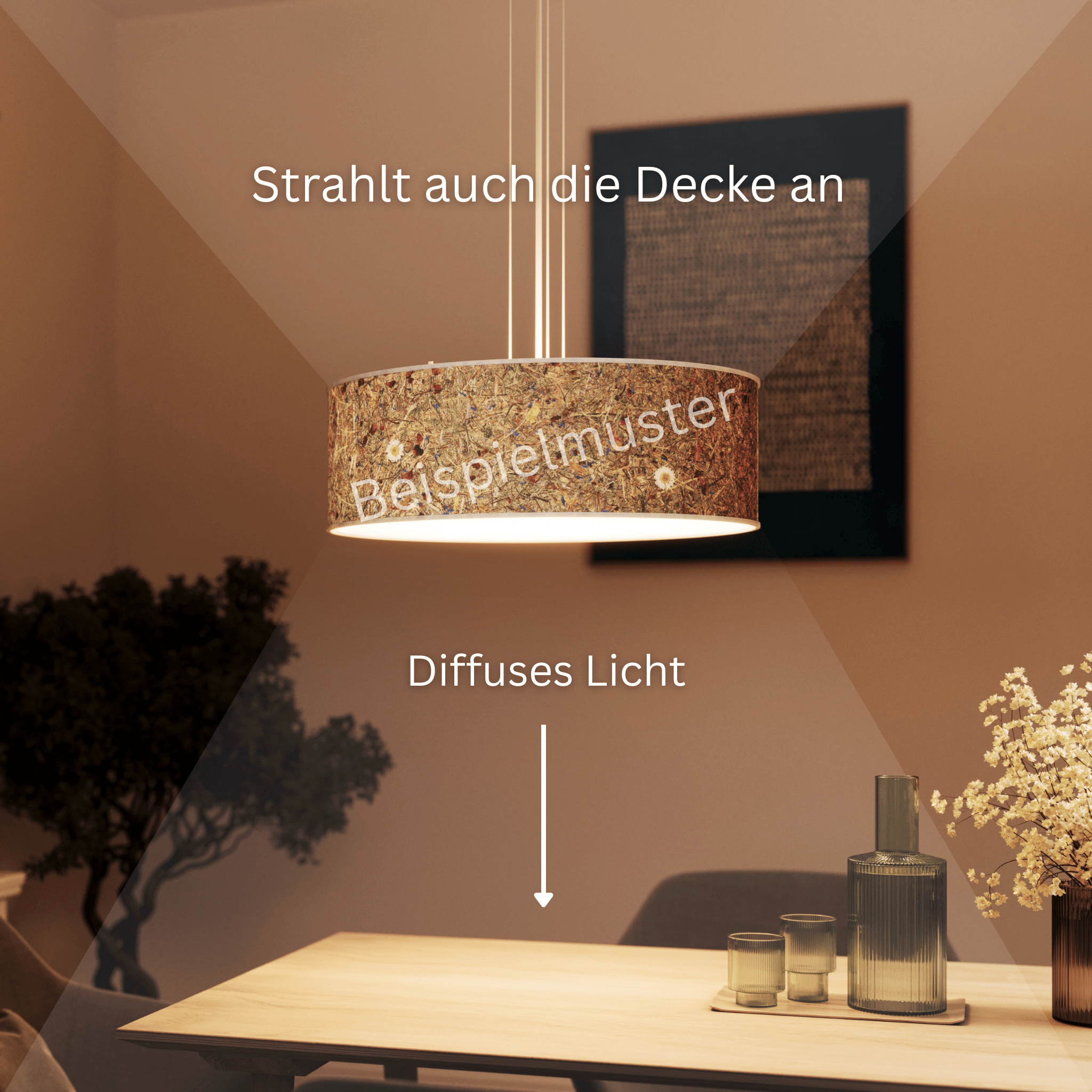 LeuchtNatur Hängeleuchte Natur Pendelleuchte Discus von LeuchtNatur | Handgemacht aus Kornblume