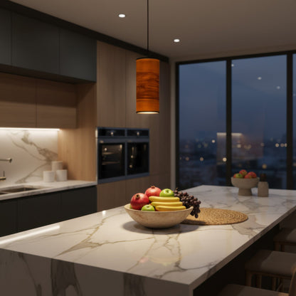 LeuchtNatur Hängeleuchte Schwarz Holzfurnier Pendelleuchte Nux von LeuchtNatur | handgemacht in Nussbaum