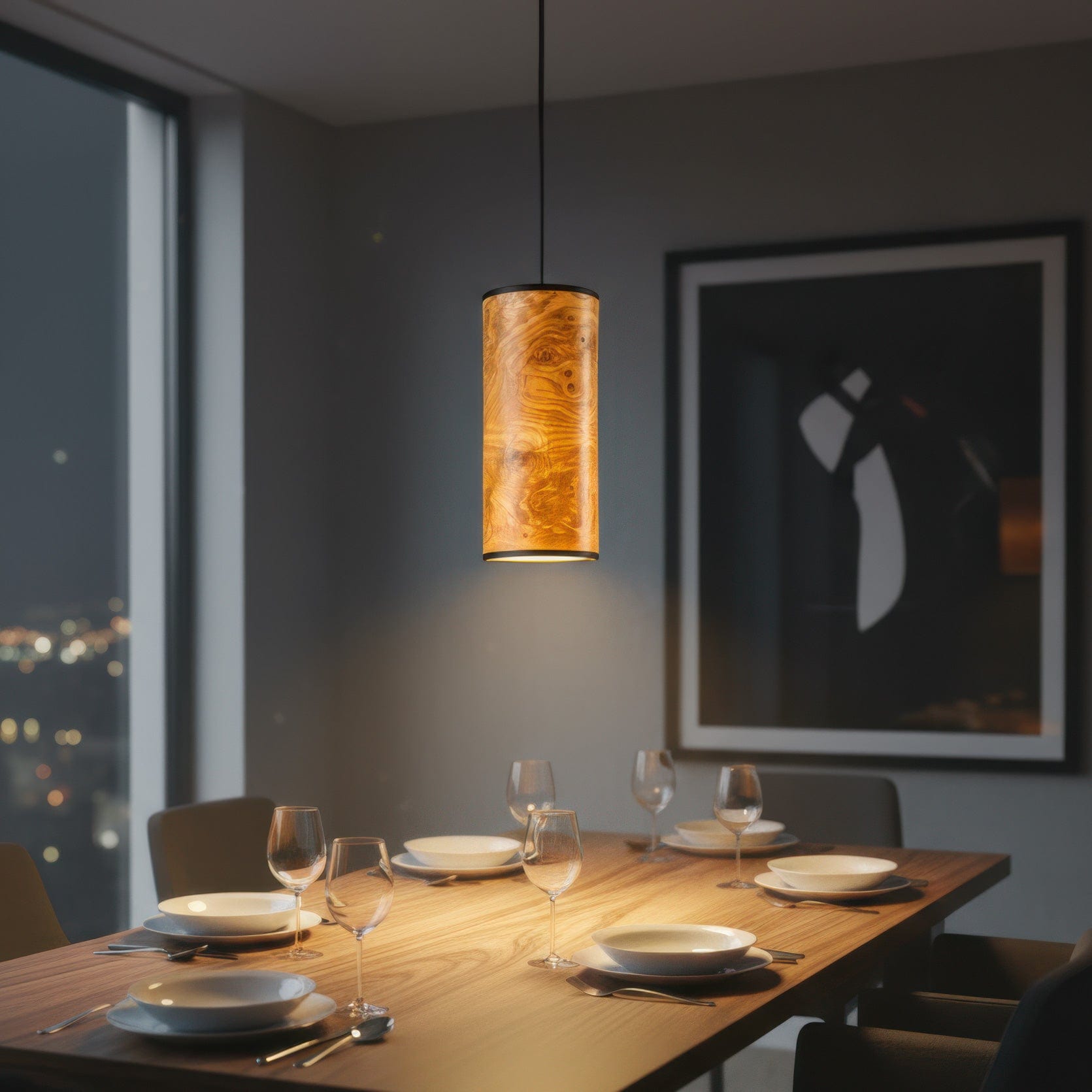 LeuchtNatur Hängeleuchte Schwarz Holzfurnier Pendelleuchte Nux von LeuchtNatur | handgemacht in Olivesche