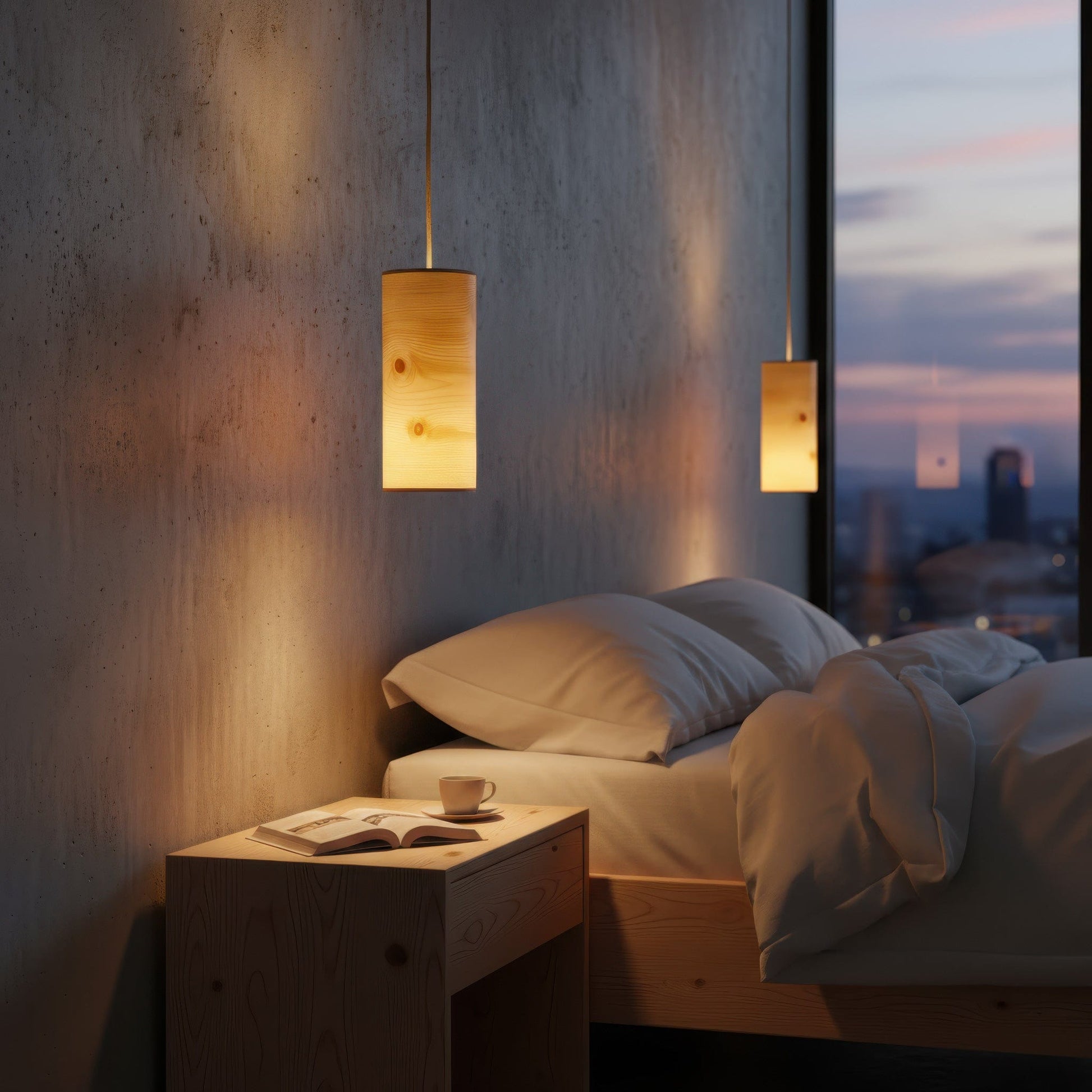 LeuchtNatur Hängeleuchte Schwarz Holzfurnier Pendelleuchte Nux von LeuchtNatur | handgemacht in Zirbe