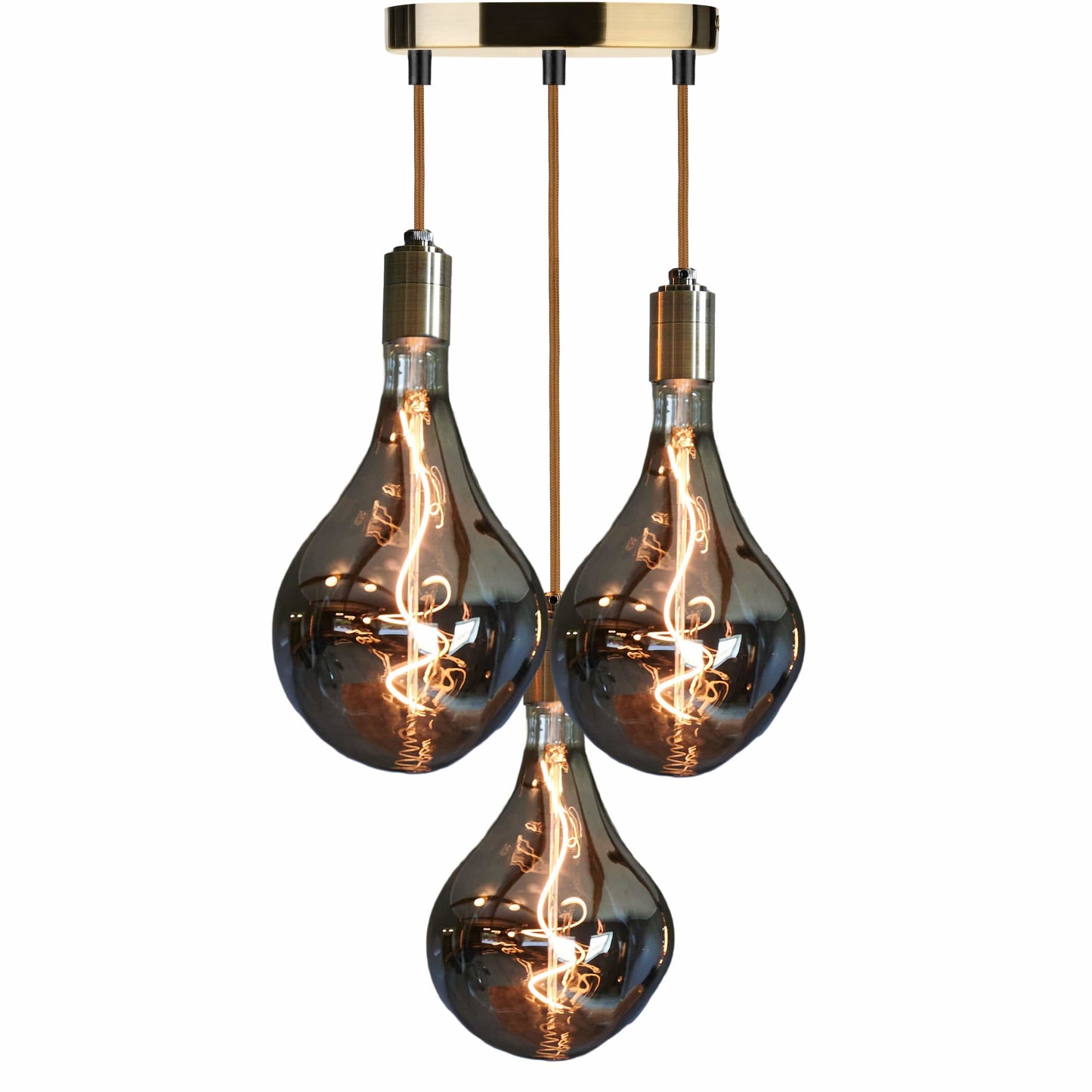 Leuchtnatur Hängeleuchte Smoky / 3er Set / Messing Pirum Designer Retro Glühbirne von LeuchtNatur