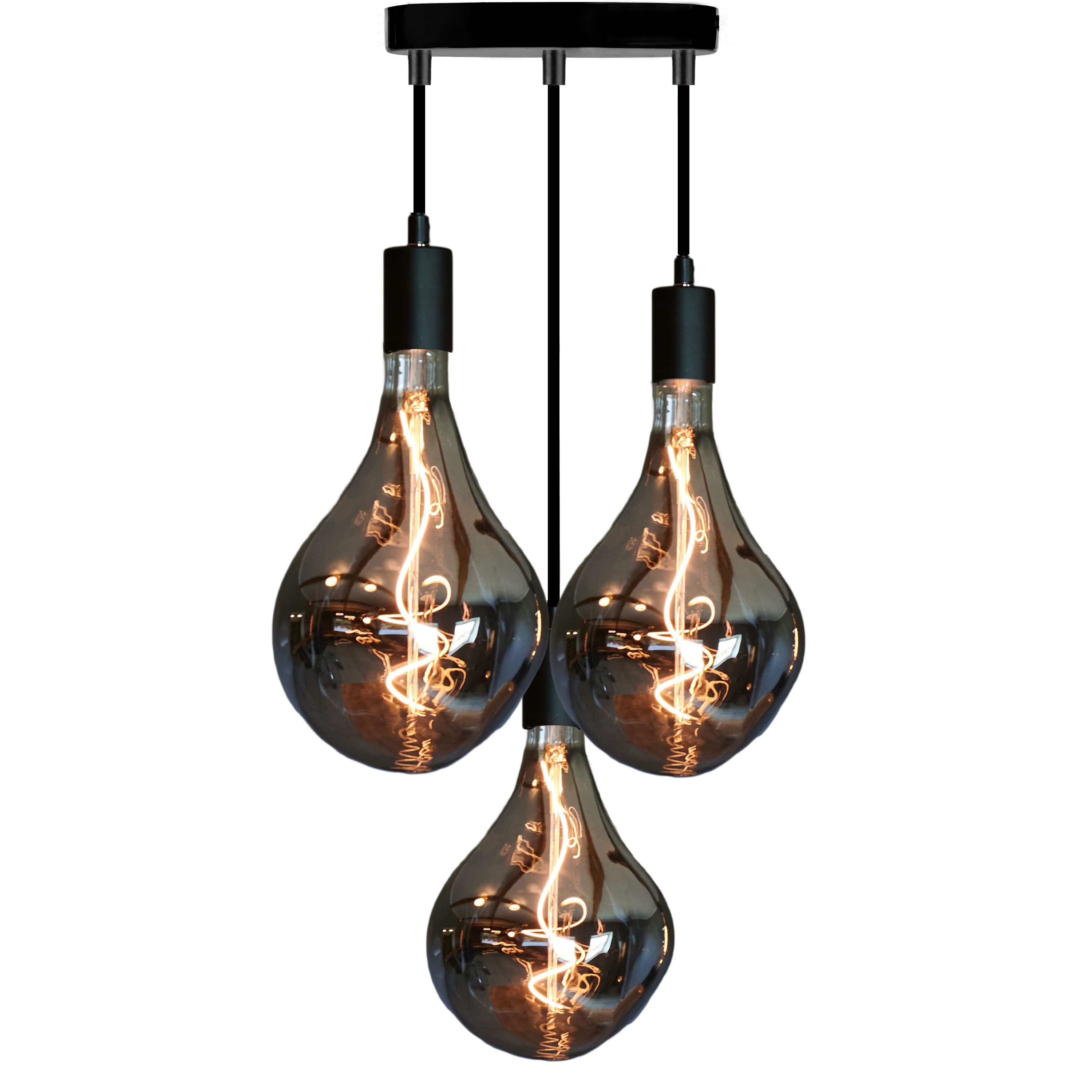 Leuchtnatur Hängeleuchte Smoky / 3er Set / Schwarz Pirum Designer Retro Glühbirne von LeuchtNatur