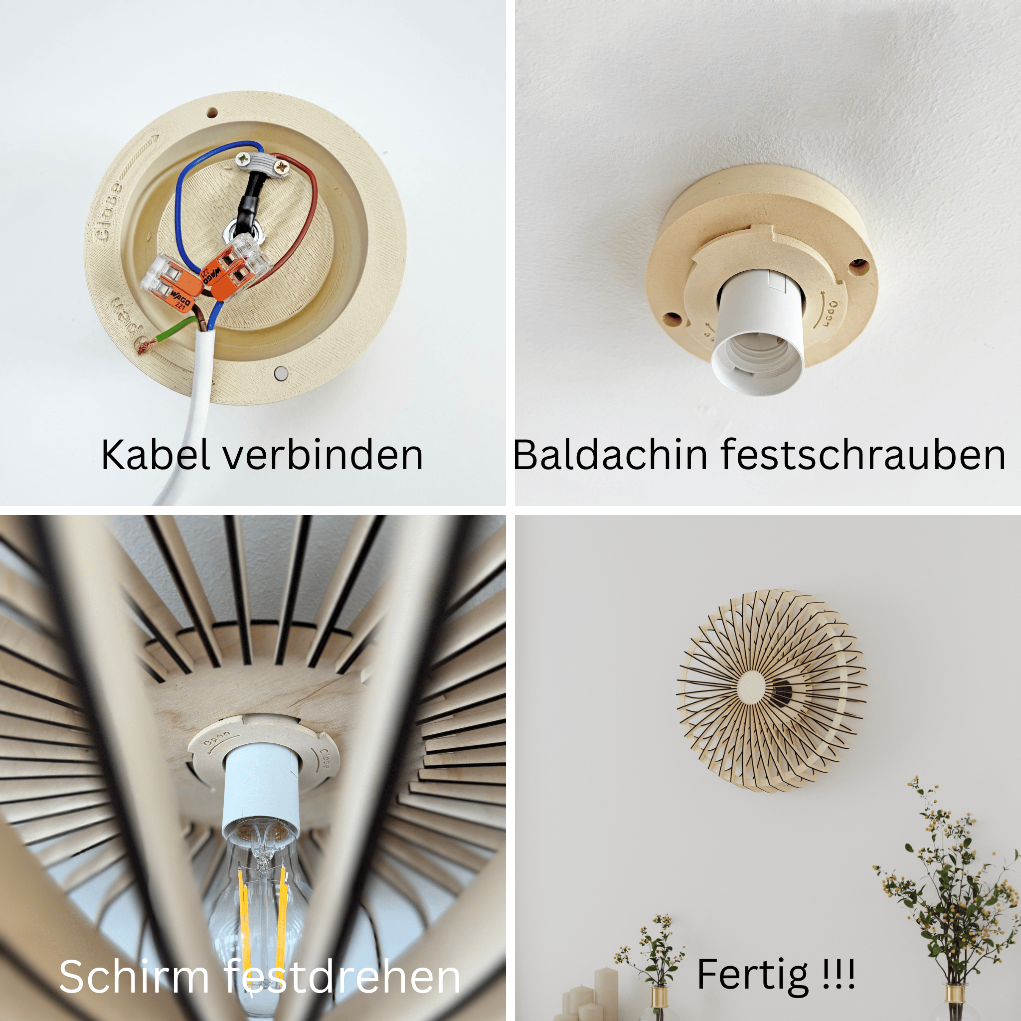 Leuchtnatur Holz Wandlampe und Deckenleuchte Lisa | handgemacht von LeuchtNatur