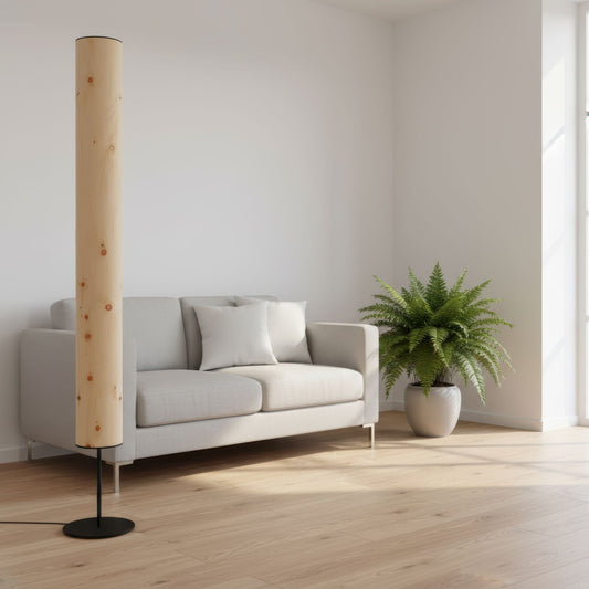 LeuchtNatur Stehleuchte Arbor Holzfurnier Lampe  |  Holz Stehlampe Zirbe