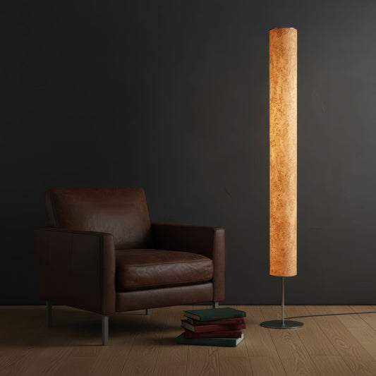 LeuchtNatur Stehleuchte Edelstahl Holzfurnier Lampe Arbor | Stehlampe Birke Maser