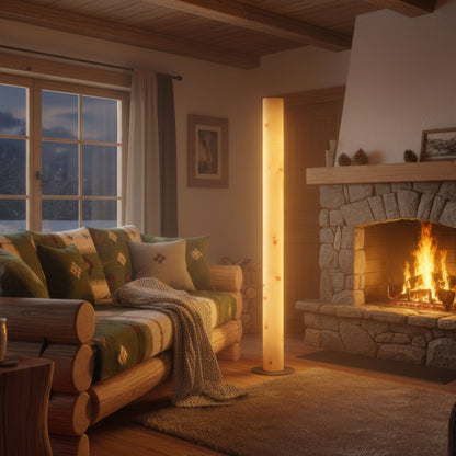 LeuchtNatur Stehleuchte Edelstahl Holzfurnier Lampe Gracia | Stehlampe Zirbe