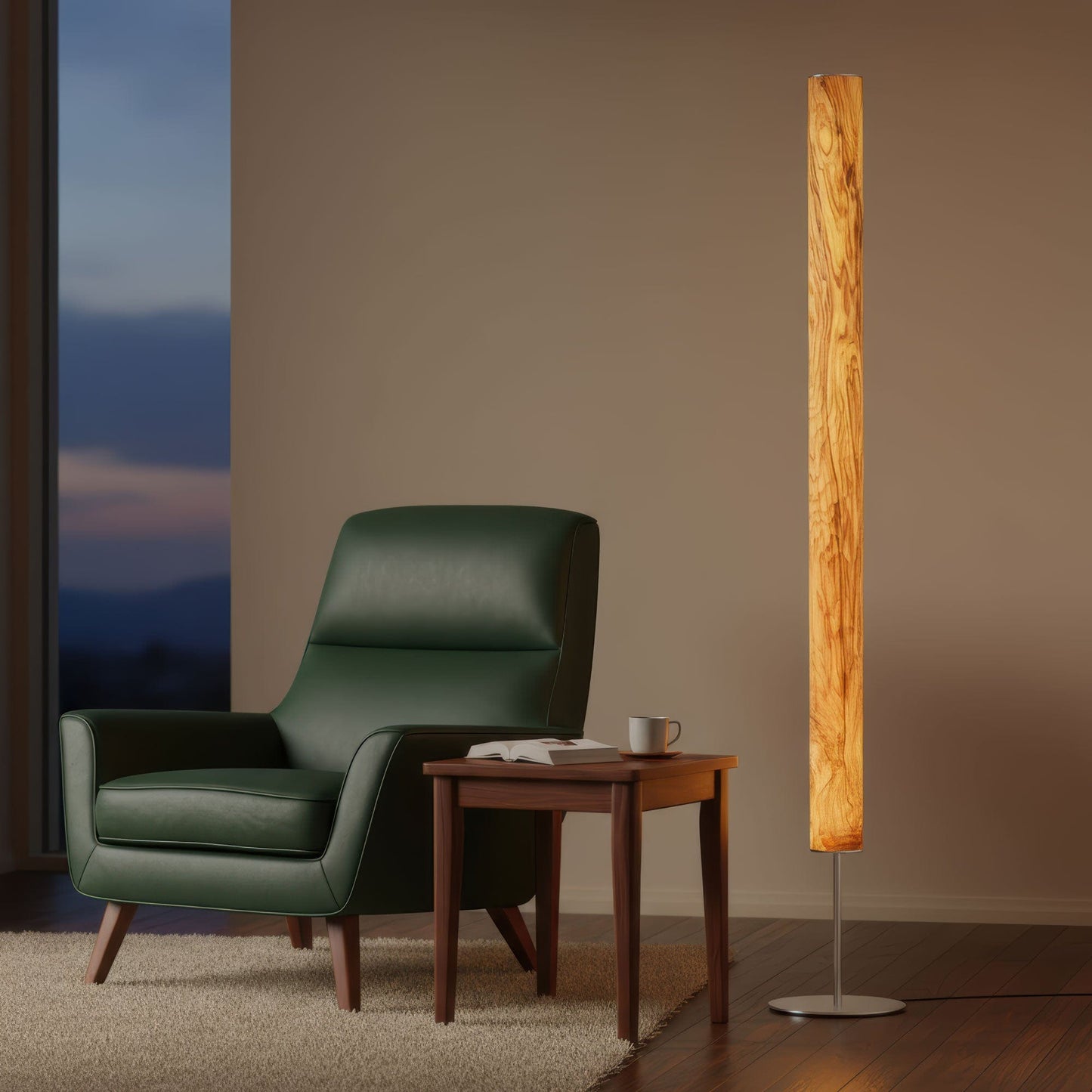 LeuchtNatur Stehleuchte Edelstahl Holzfurnier Stehlampe Columna von LeuchtNatur | handgemacht in Olivesche mit Stab