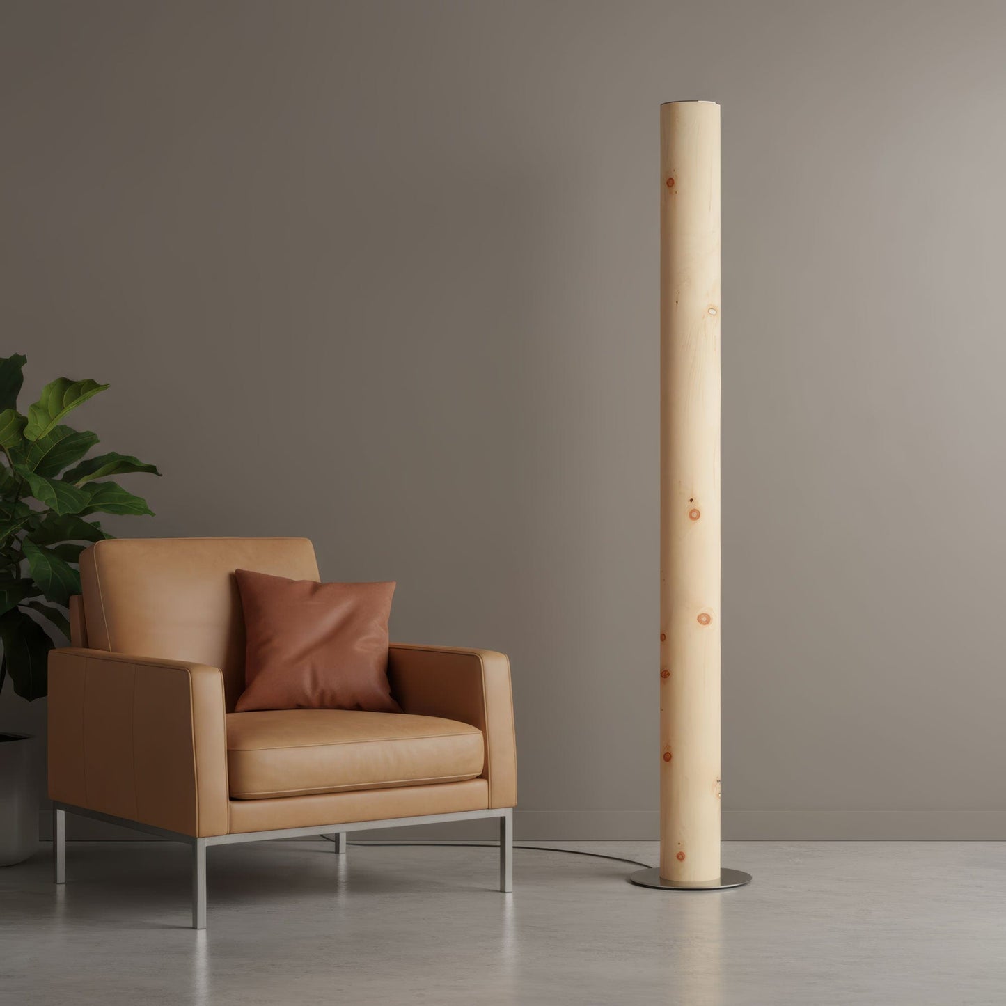 LeuchtNatur Stehleuchte Holzfurnier Lampe Columna | Holz Stehlampe Zirbe