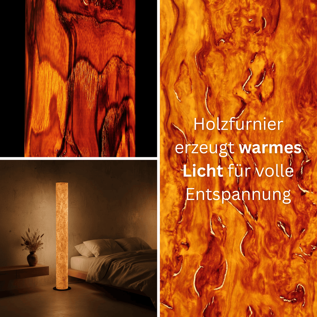 LeuchtNatur Stehleuchte Holzfurnier Stehlampe Arbor von LeuchtNatur | Handgemacht in Olivesche Maser