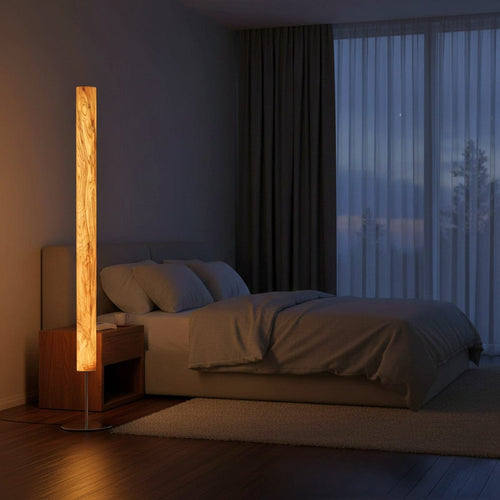 LeuchtNatur Stehleuchte Holzfurnier Stehlampe Columna von LeuchtNatur | handgemacht in Olivesche mit Stab