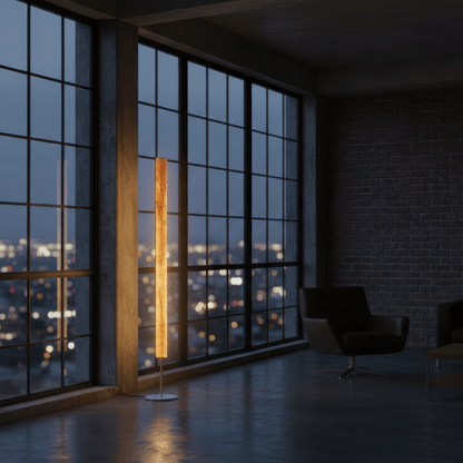 LeuchtNatur Stehleuchte Holzfurnier Stehlampe Gracia von LeuchtNatur | handgemacht in Olivesche mit Stab